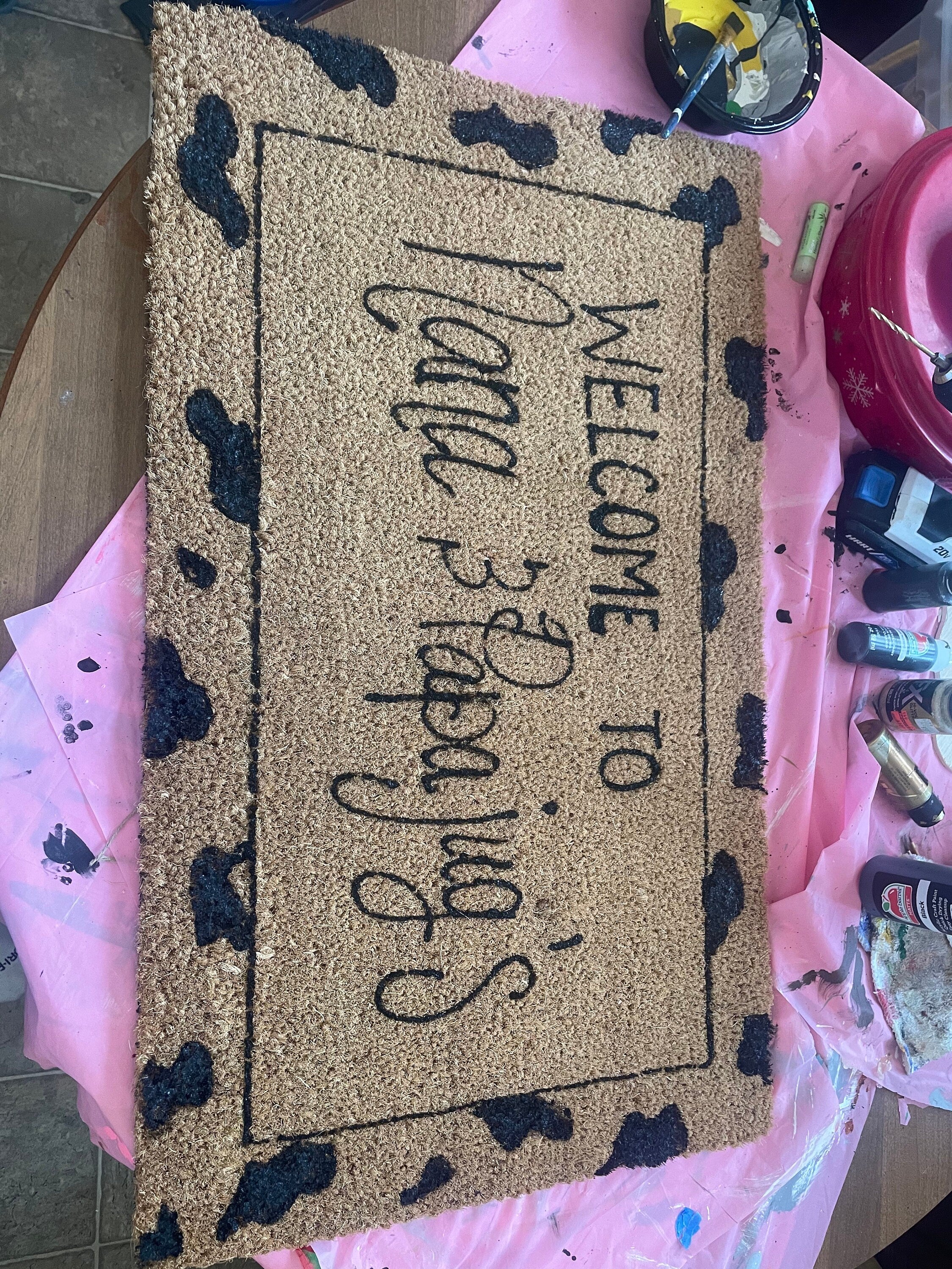 Door mat, Painted Coir Doormat- Custom Door Mat 30x18- porch mat- front door rug, Morgan wallen and feral kids