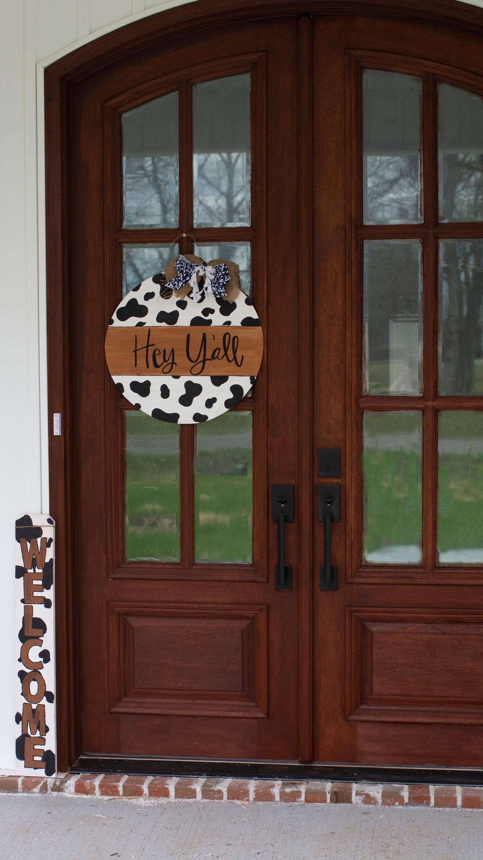 Cow print Door Hanger and porch leaner