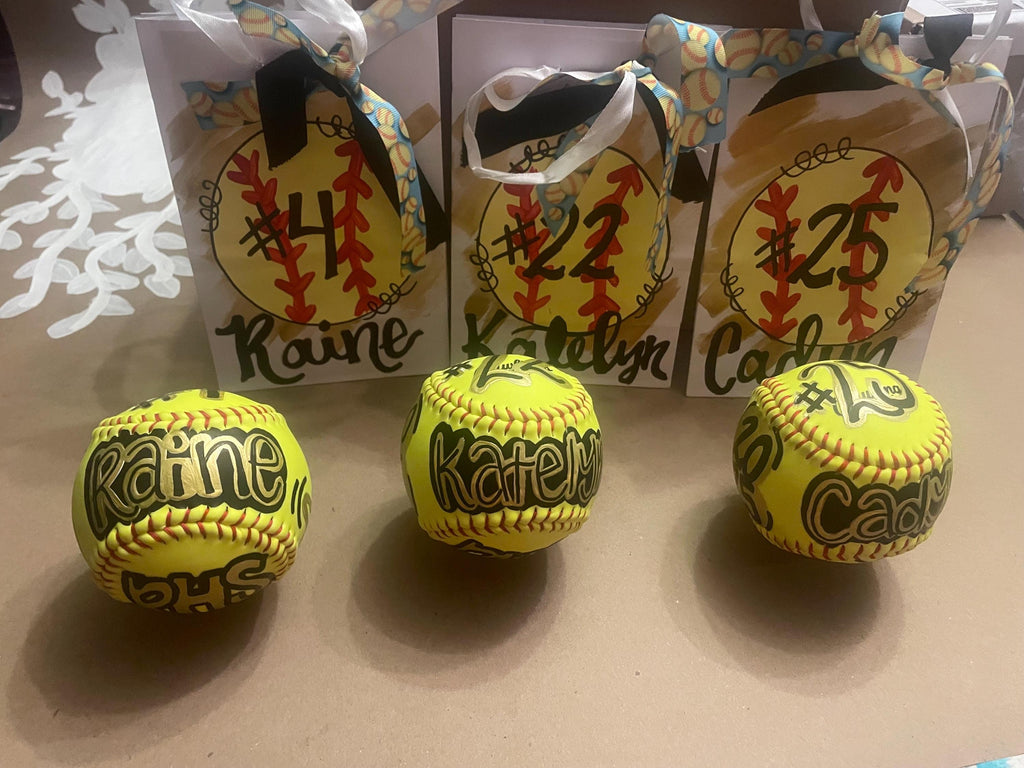 Hand-Painted Custom Softball, Personalized Team Logo, Senior Gift
