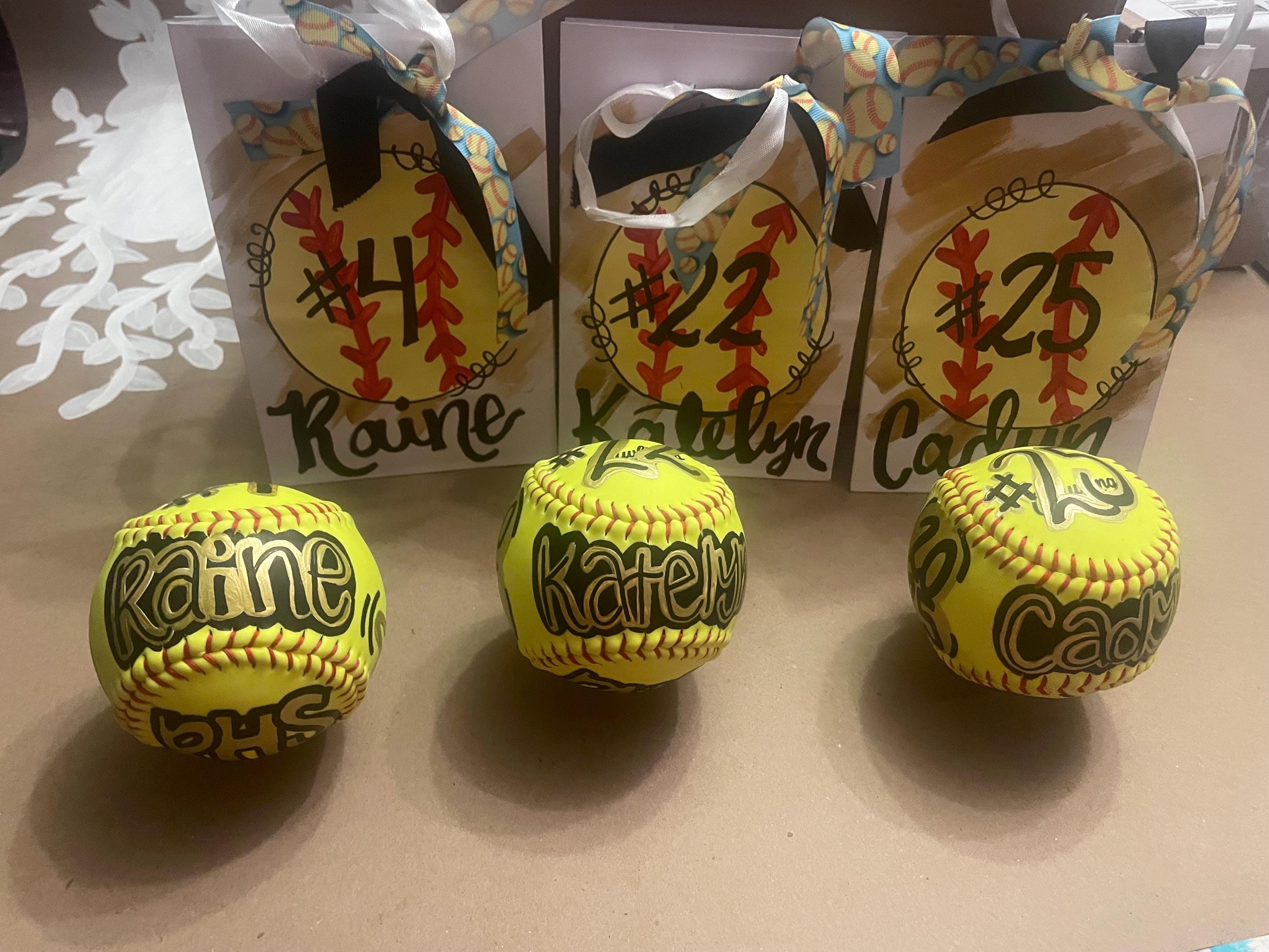 Hand-Painted Custom Softball, Personalized Team Logo, Senior Gift