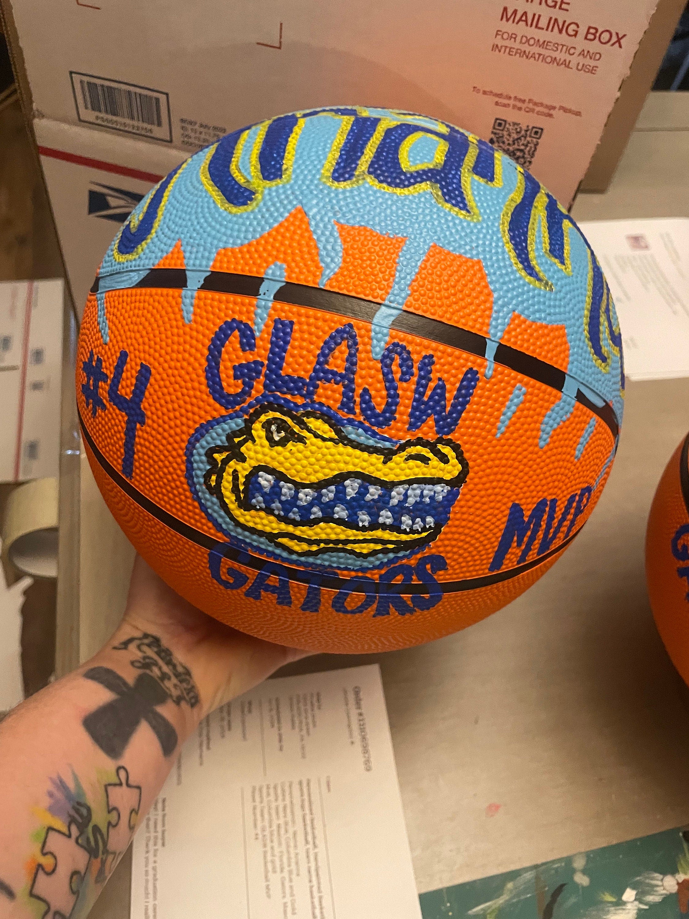Handpainted Personalized Basketball, Custom Team Logo Decor