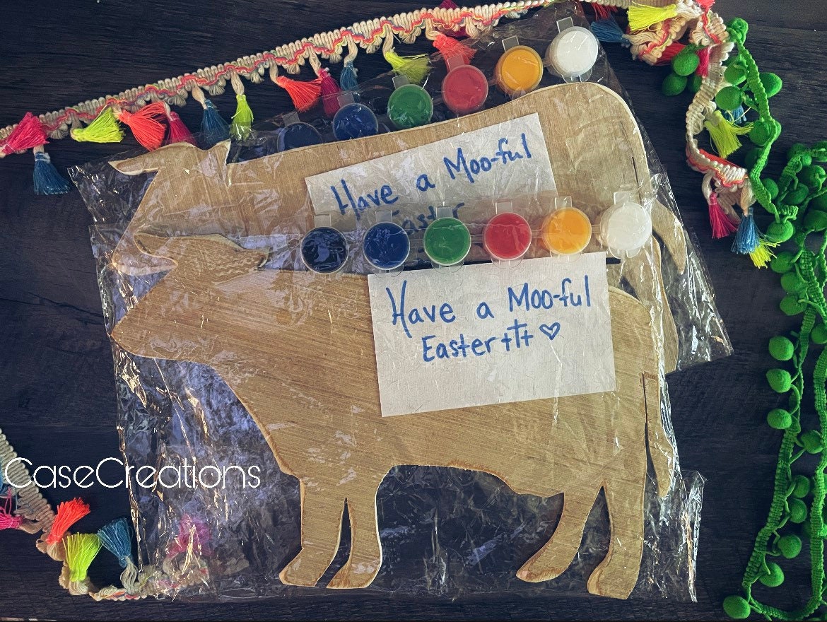 Children's Wooden Cow Paint Kit, Craft Set