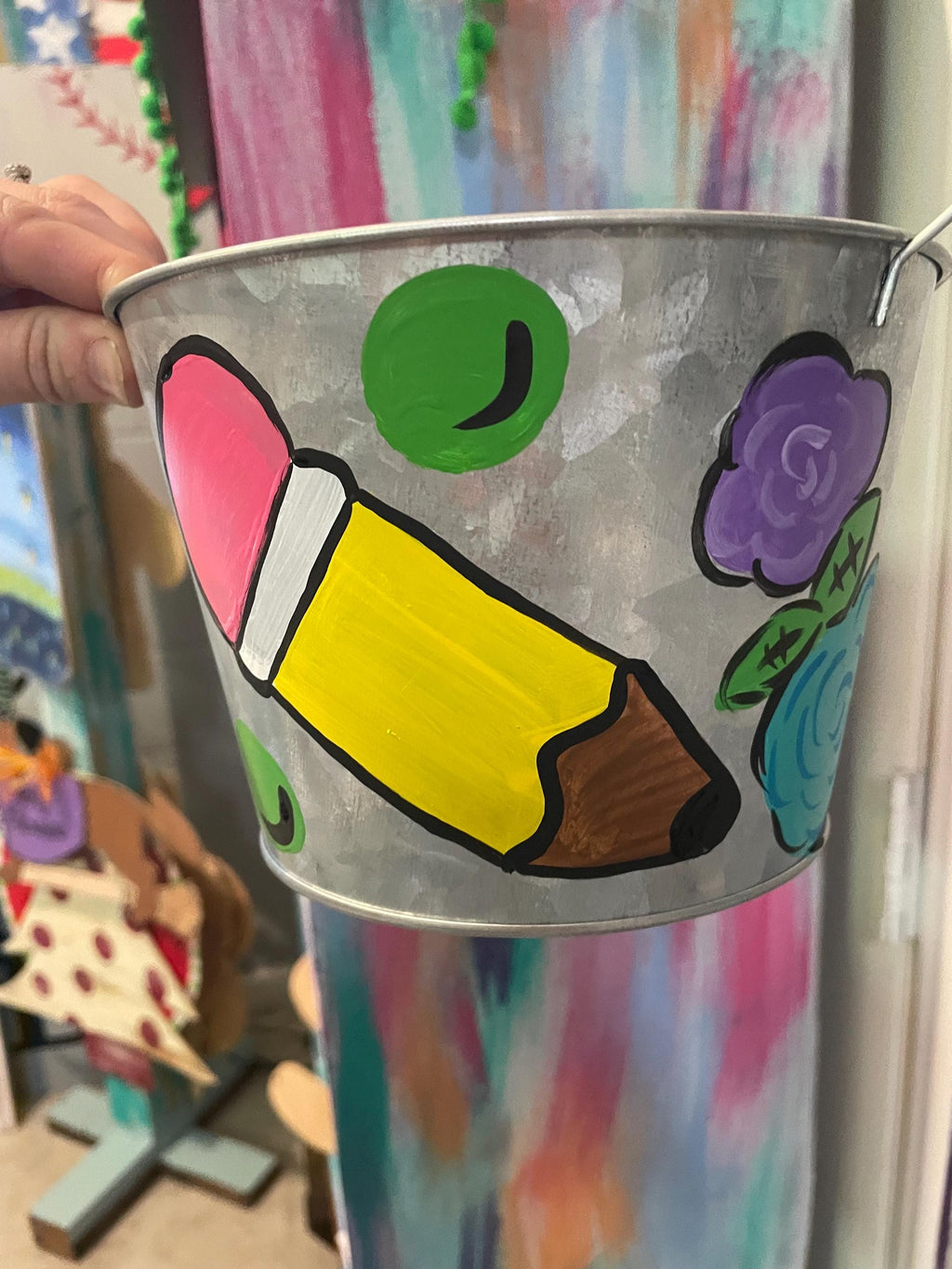 Hand Painted Teacher Appreciation Bucket, Personalized Gift