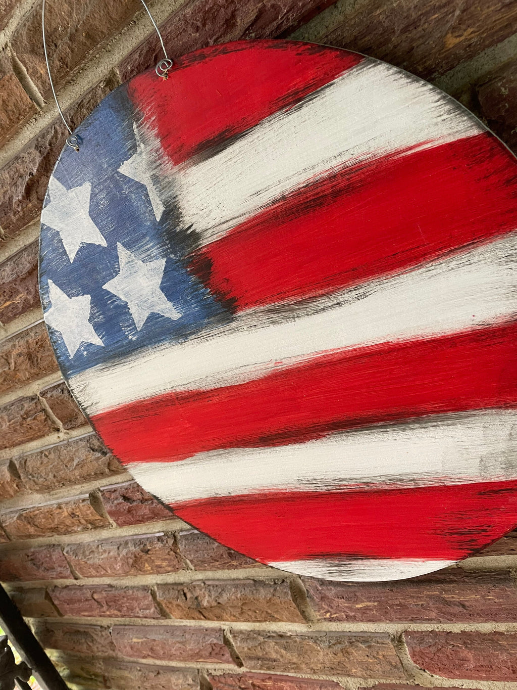 Rustic American Flag Door Hanger, Patriotic Decor
