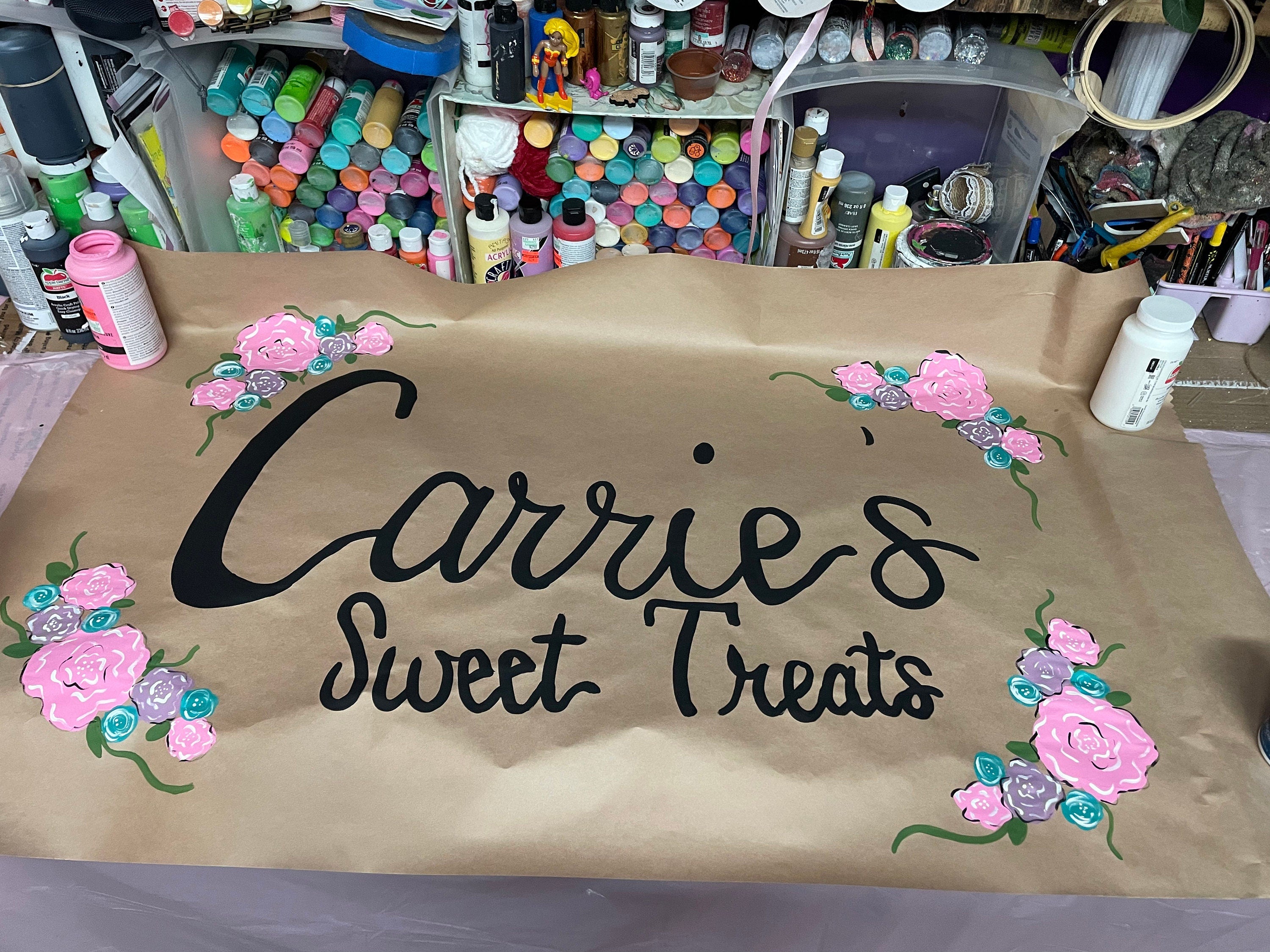 Birthday Banners, Hand Painted Banners, baseball banner, party banner, custom painted birthday banner
