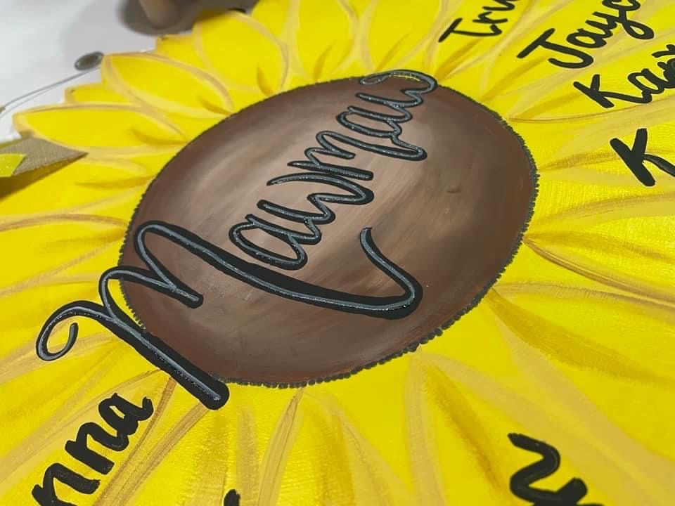 Mother’s Day Gift, Sunflower door hanger, Mimi, Grandma sunflower door hanger, bright sunflower door hanger,