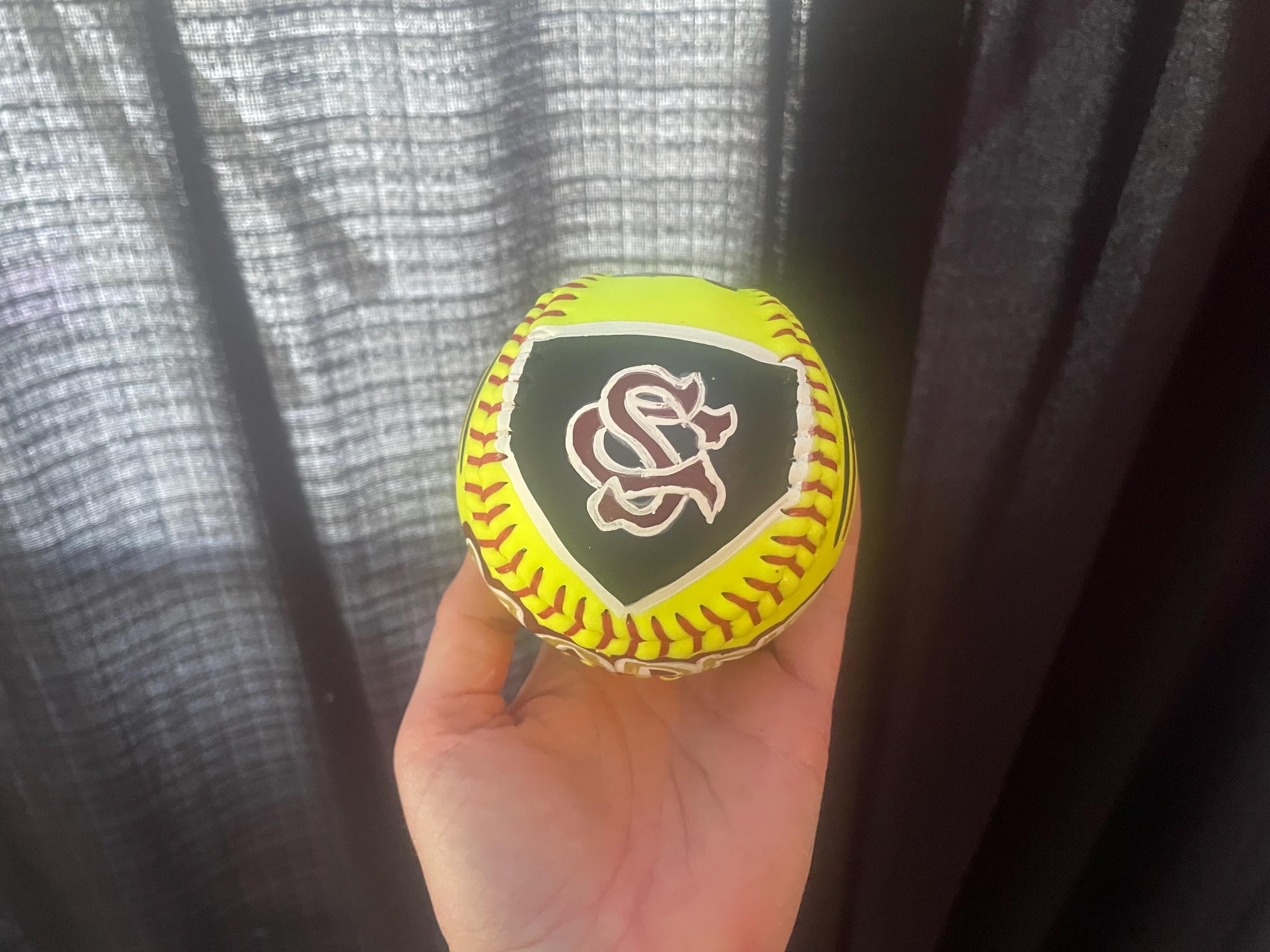 Softball team gift, senior gift, Customized Softball, Personalized softball, Handpainted softball, custom logo softball, team name