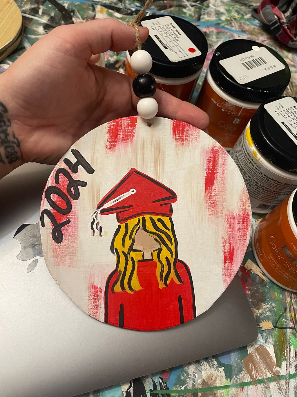 Personalized Senior Graduation Ornament, Hand-Painted Wooden Keepsake
