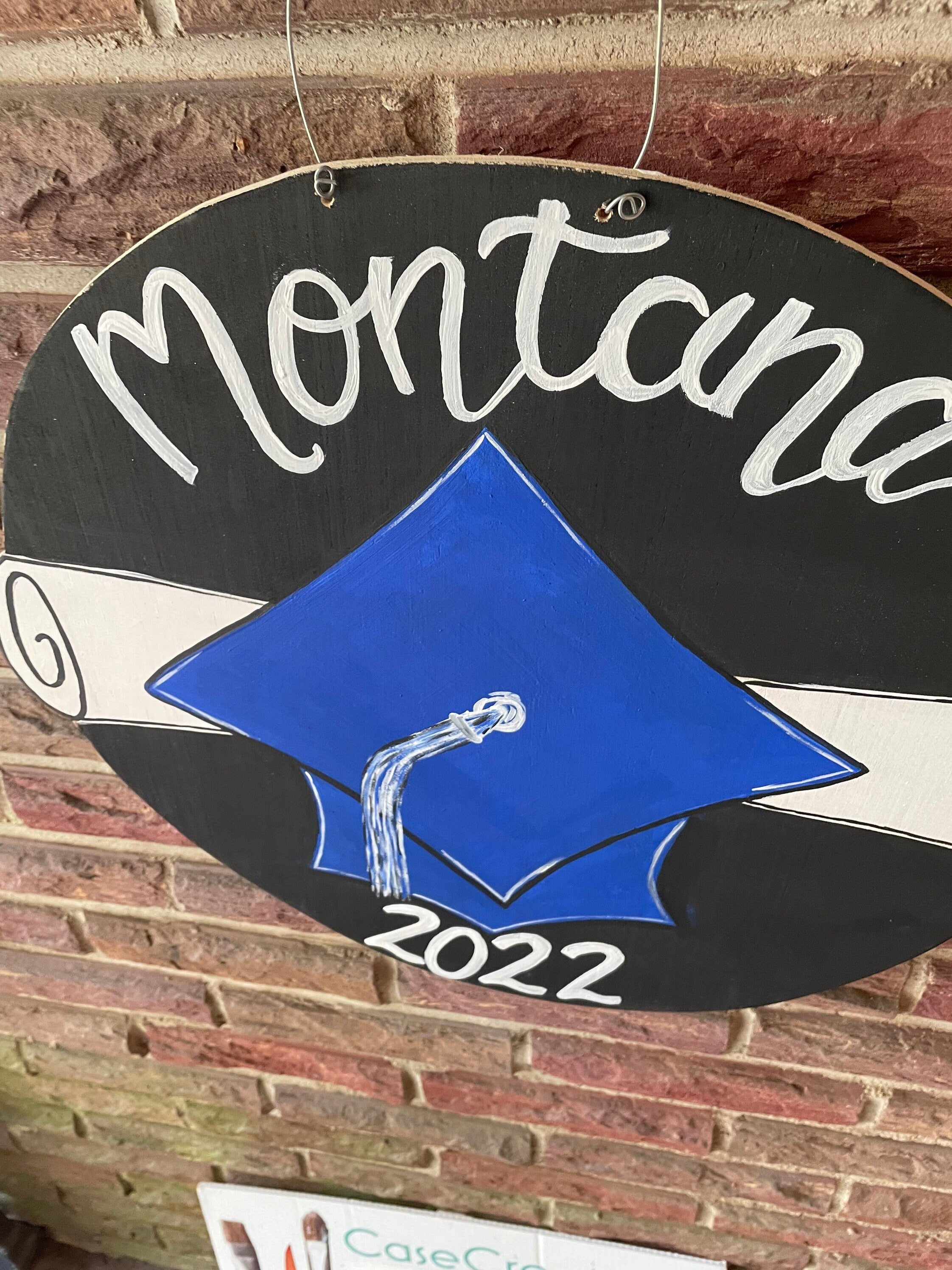 Personalized Graduation Cap Sign, Hand Painted Plywood Door Hanger