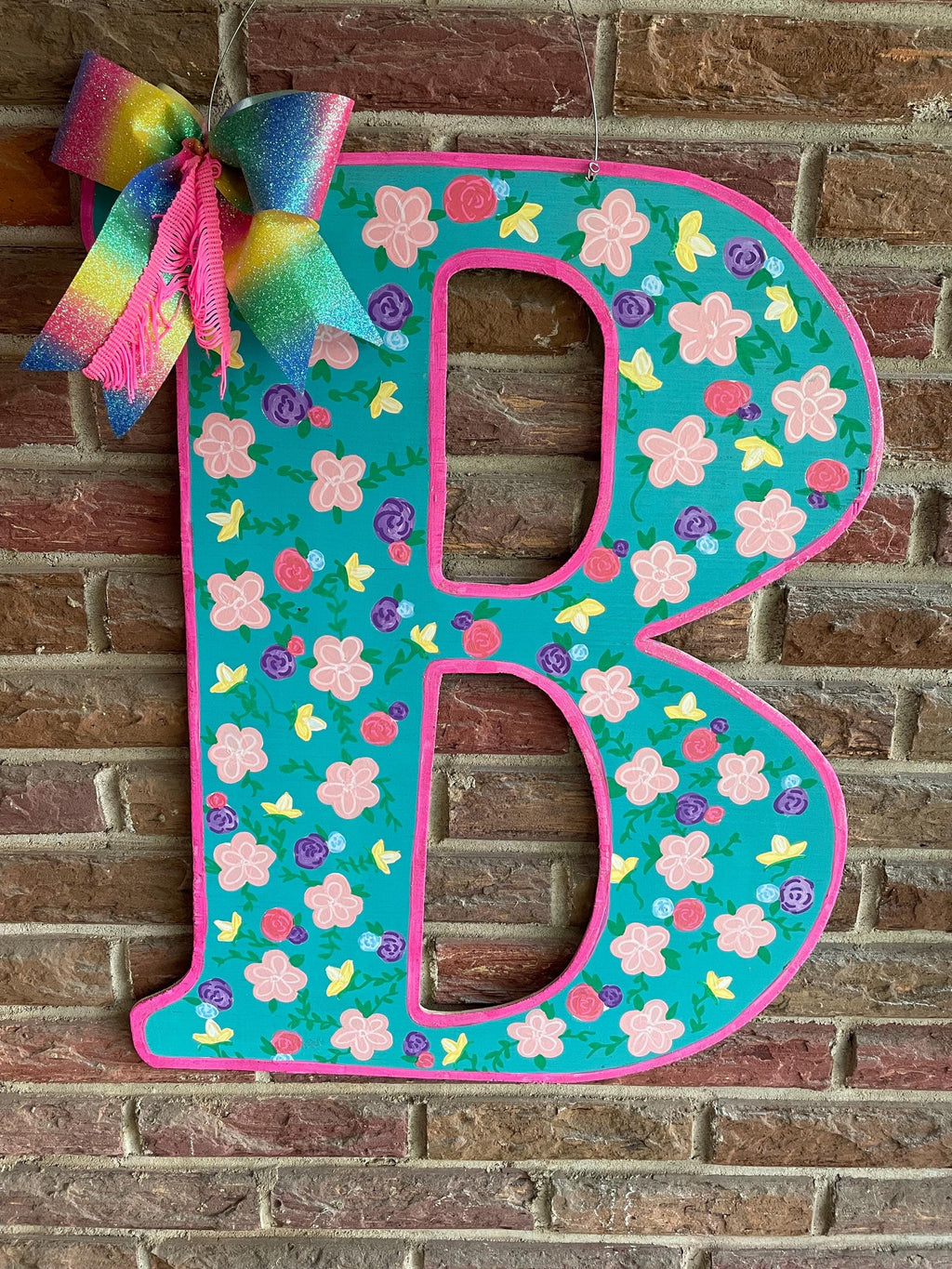 Floral Door Hanger, Letter door hanger, Spring door hanger, summer door hanger, flowers door hanger
