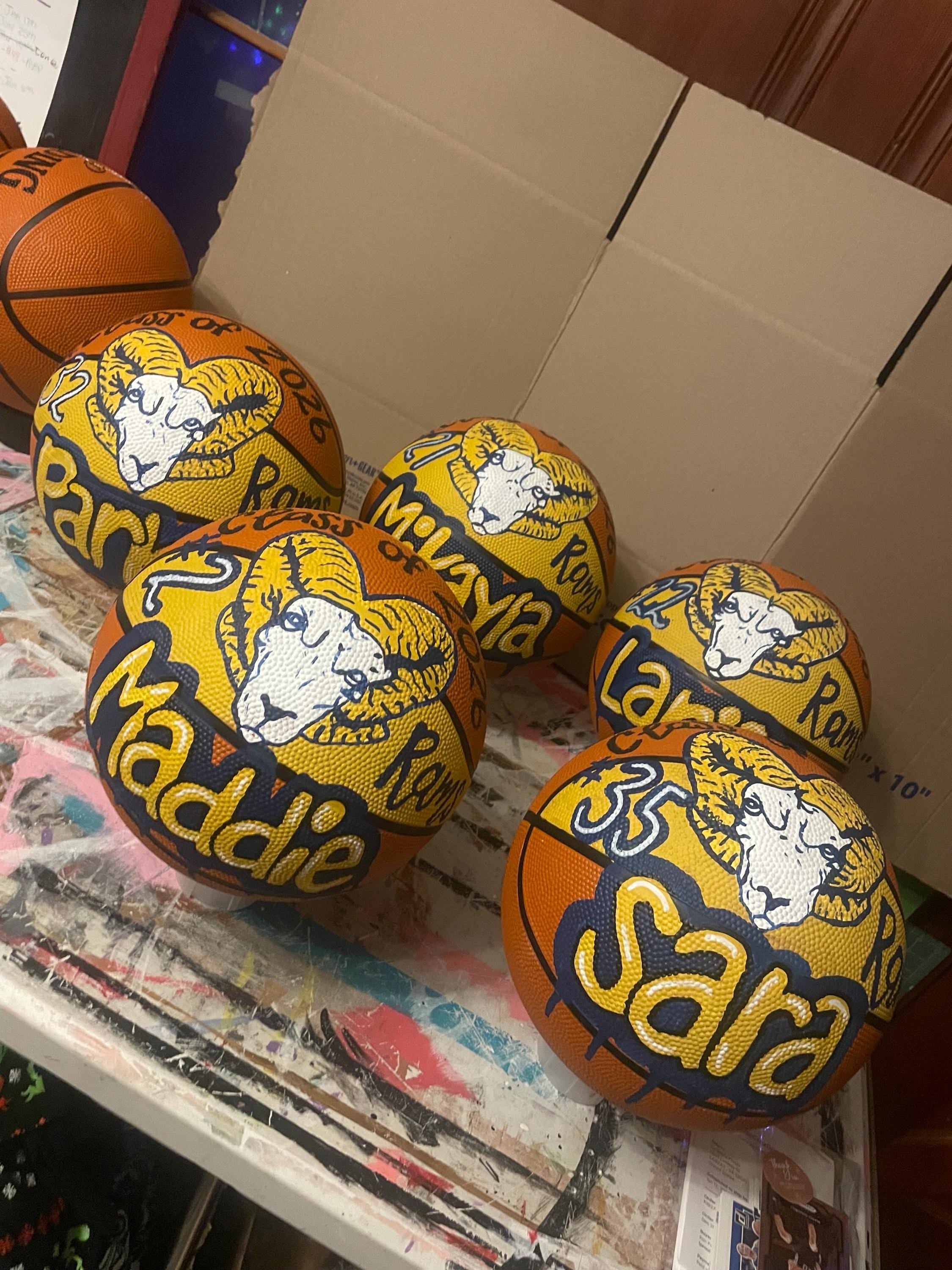 Handpainted Personalized Basketball, Custom Team Logo Decor