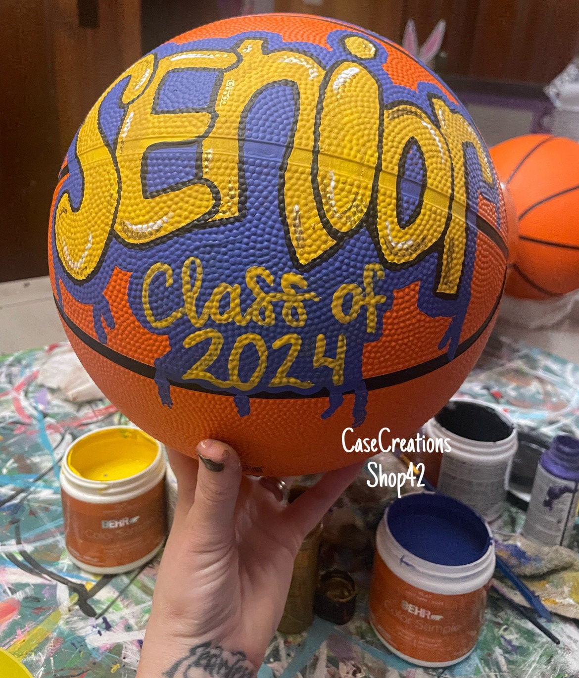 Handpainted Personalized Basketball, Custom Team Logo Decor