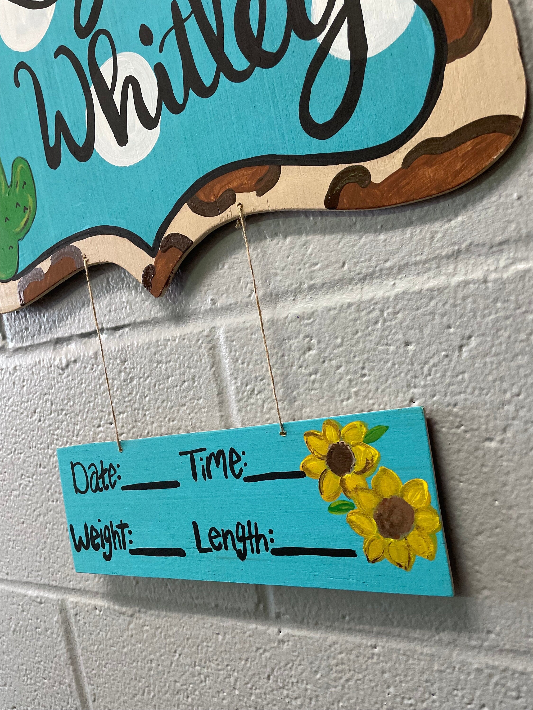 Baby Girl hospital sign, Cow print Sunflower Baby Door Hanger, Baby Girl Announcement Sign, Baby girl door hanger, Hospital Baby Hanger