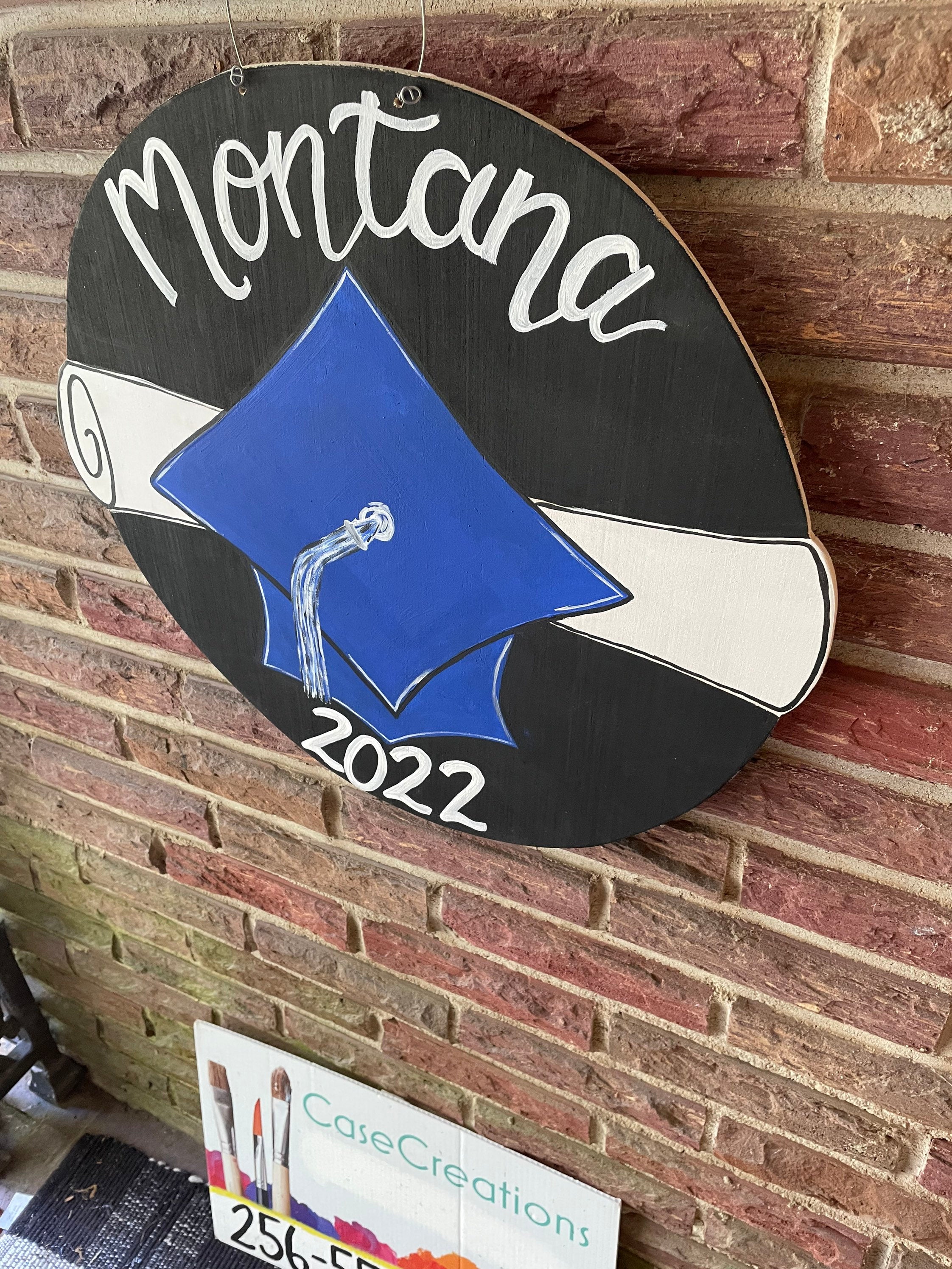 Personalized Graduation Cap Sign, Hand Painted Plywood Door Hanger
