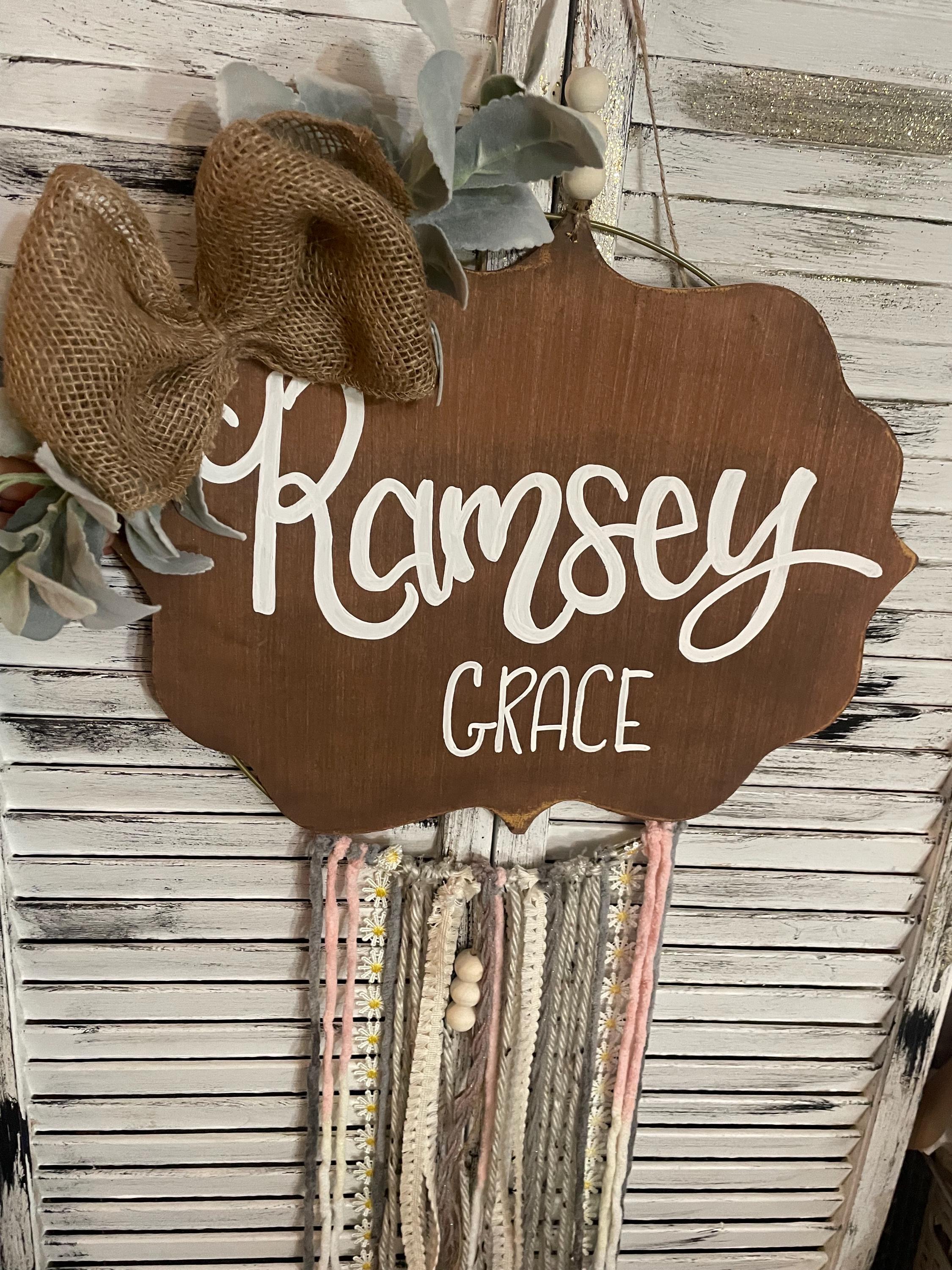 Personalized Baby Girl Hospital Door Hanger, Floral Nursery Decor