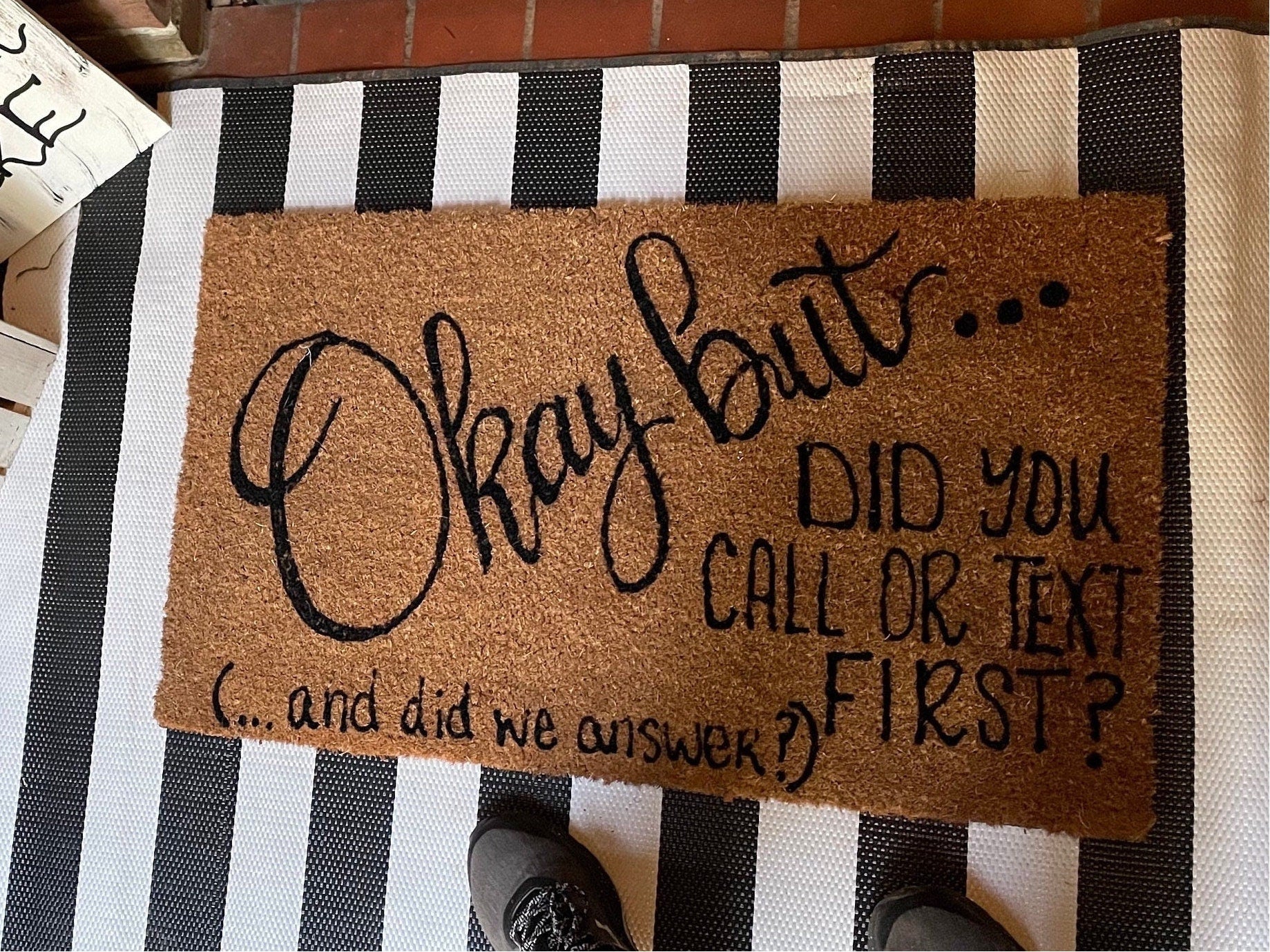 Custom Family Name Coir Doormat, Painted Porch Mat (30x18)
