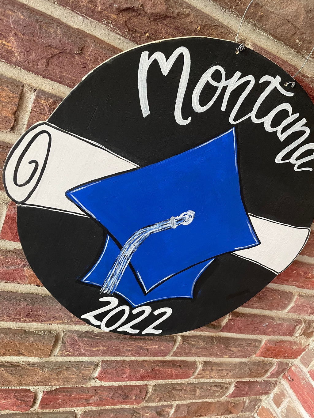 Personalized Graduation Cap Sign, Hand Painted Plywood Door Hanger