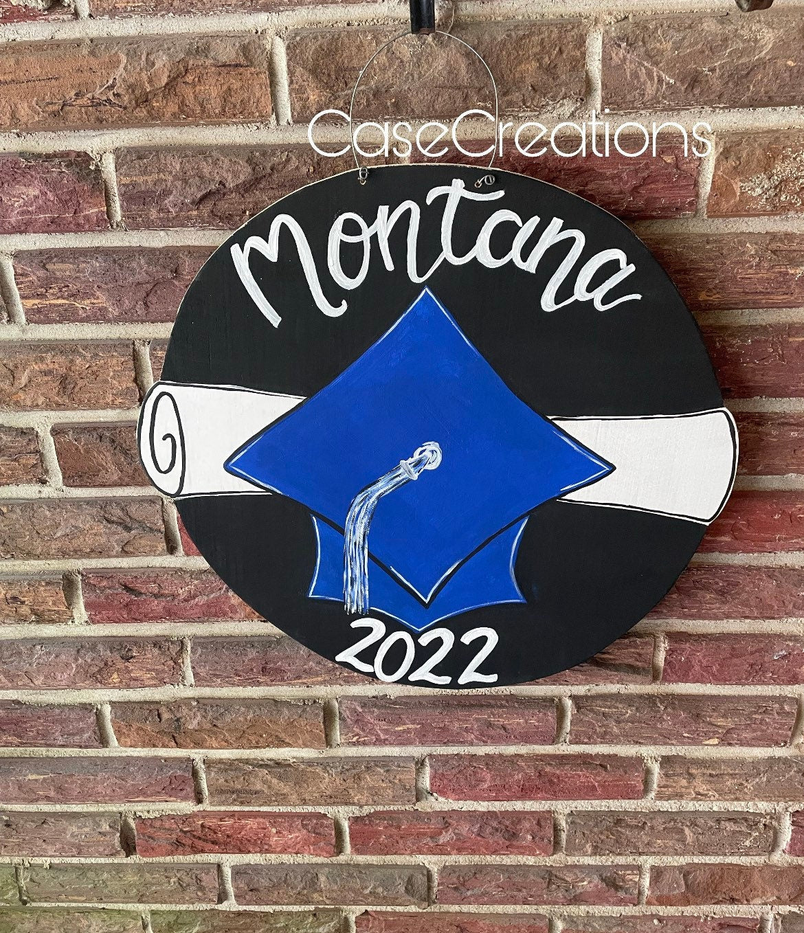 Personalized Graduation Cap Sign, Hand Painted Plywood Door Hanger