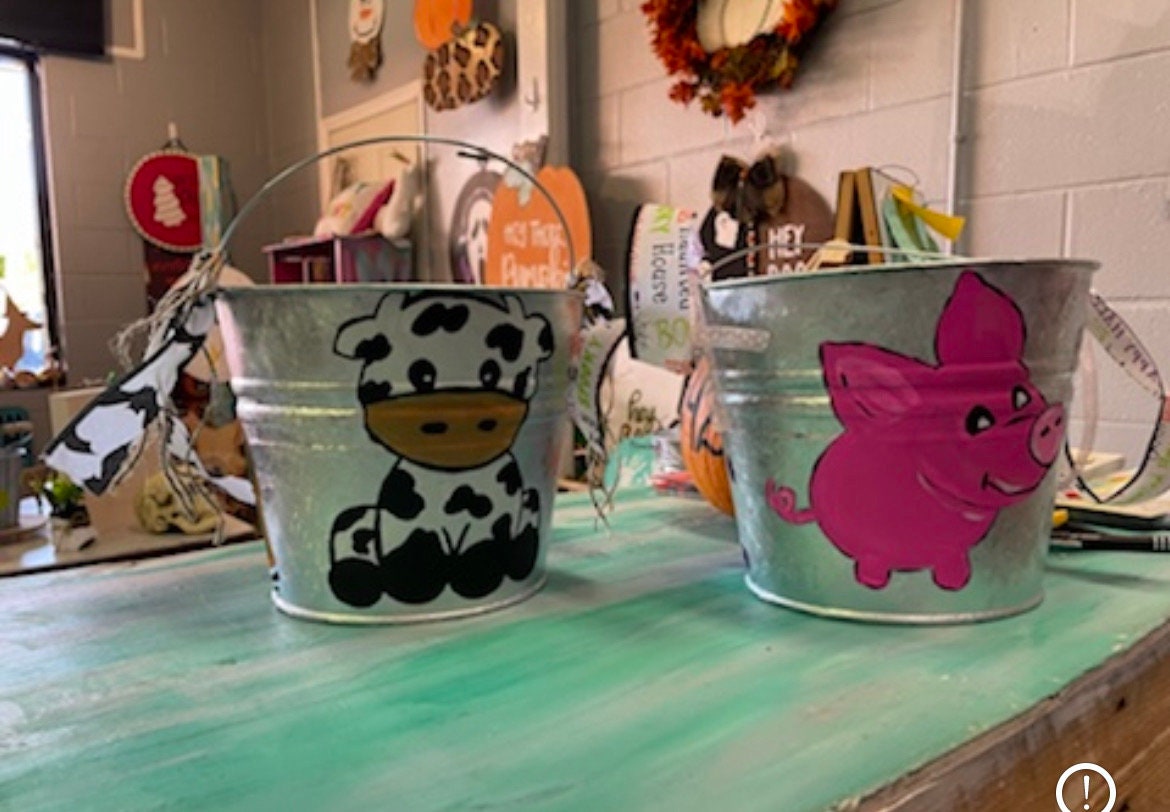Painted Halloween buckets, Halloween Baskets Galvanized metal  Buckets, Hand Painted Halloween Pails, Hand Painted Kids Bucket with name on