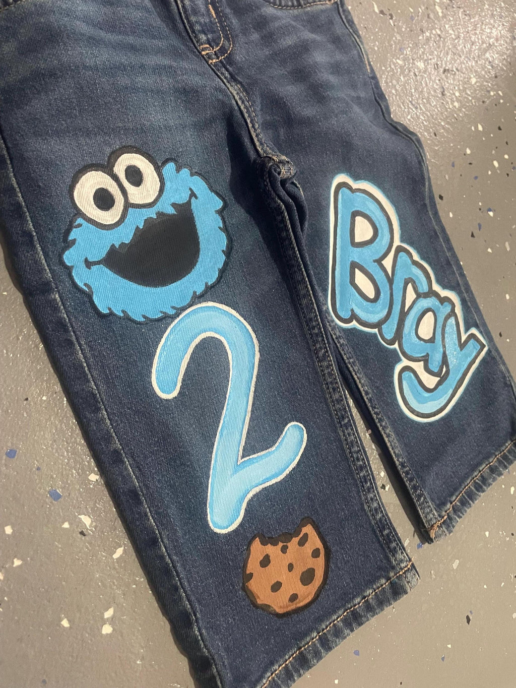 Birthday painted outfit, custom jeans, hand painted jeans, senior jeans, spirit jeans, u ship me the jeans- I paint and ship back