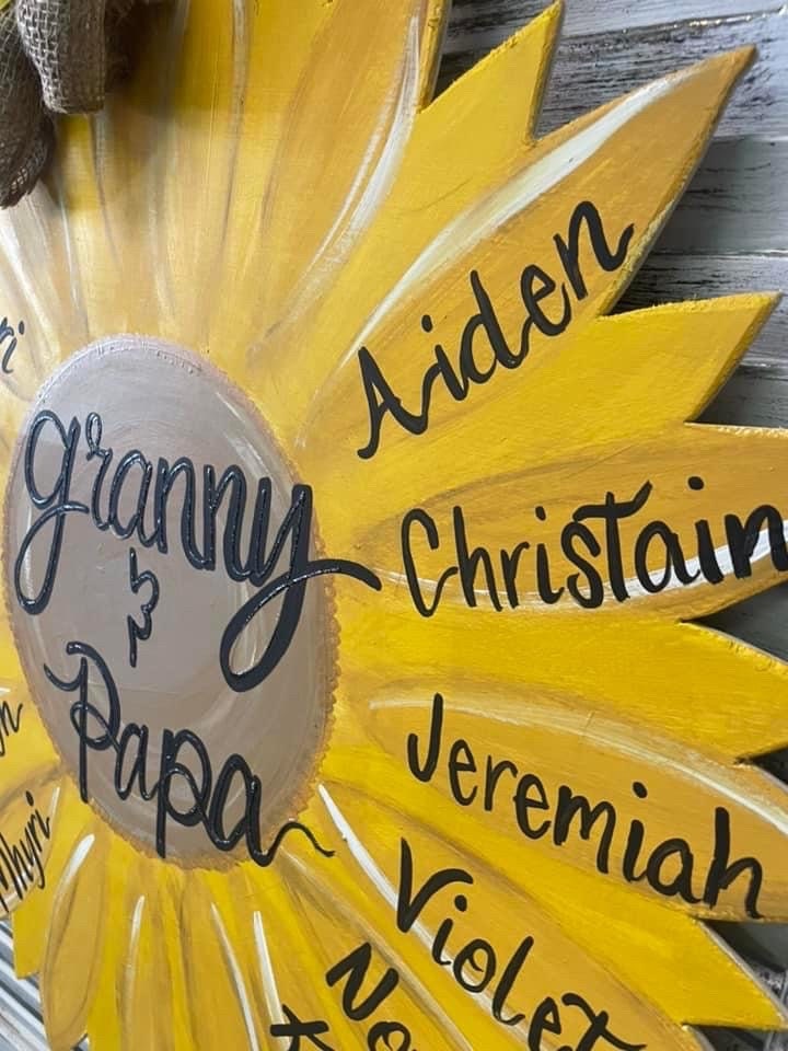 Mother’s Day Gift, Sunflower door hanger, Mimi, Grandma sunflower door hanger, bright sunflower door hanger,