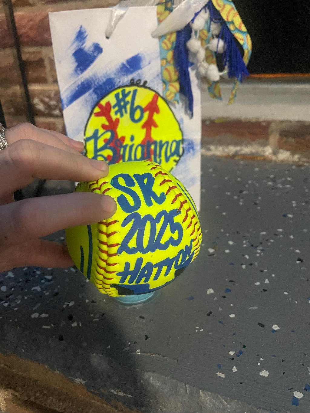 Softball team gift, senior gift, Customized Softball, Personalized softball, Handpainted softball, custom logo softball, team name