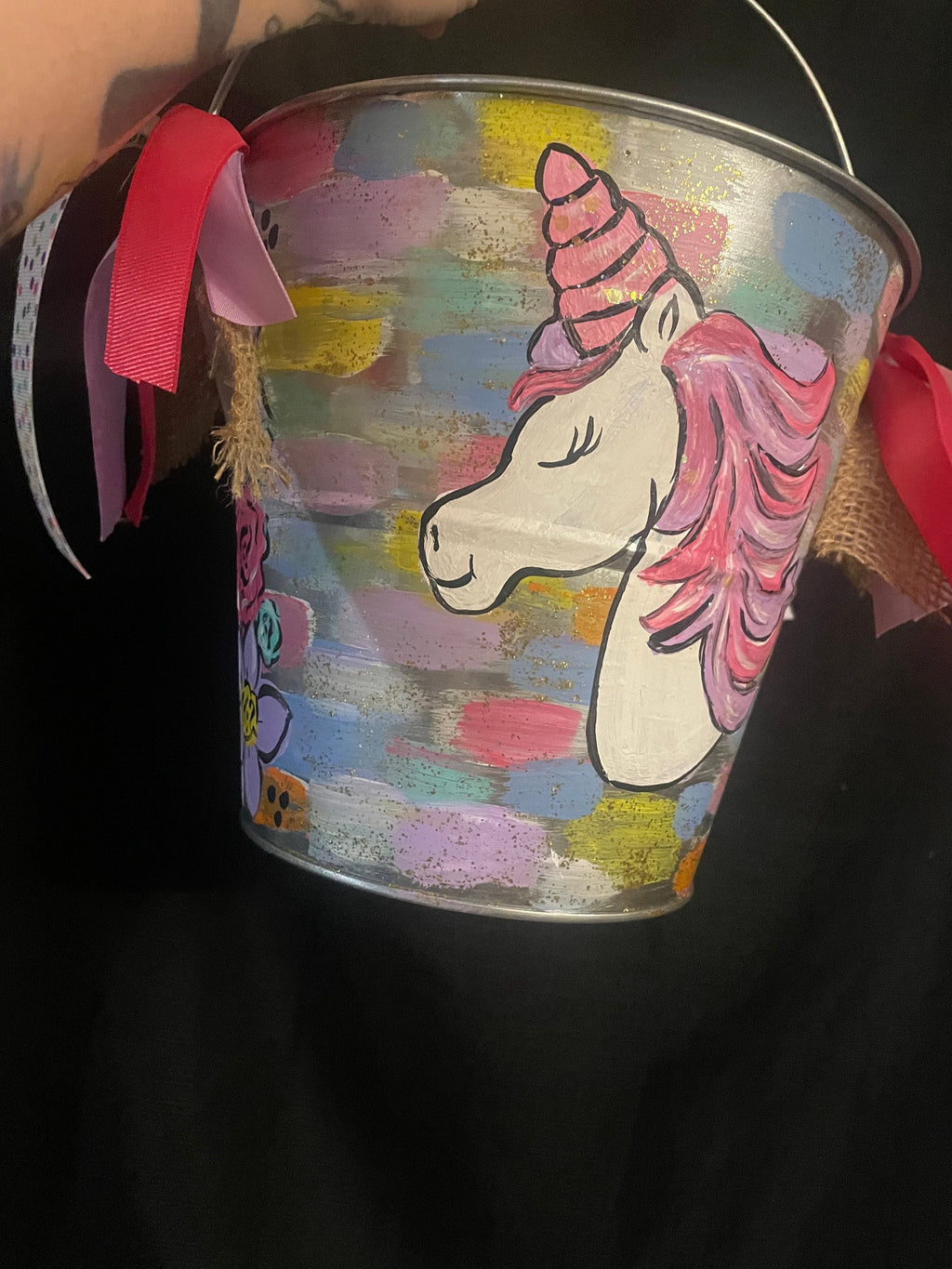 Painted Halloween buckets, Halloween Baskets Galvanized metal  Buckets, Hand Painted Halloween Pails, Hand Painted Kids Bucket with name on