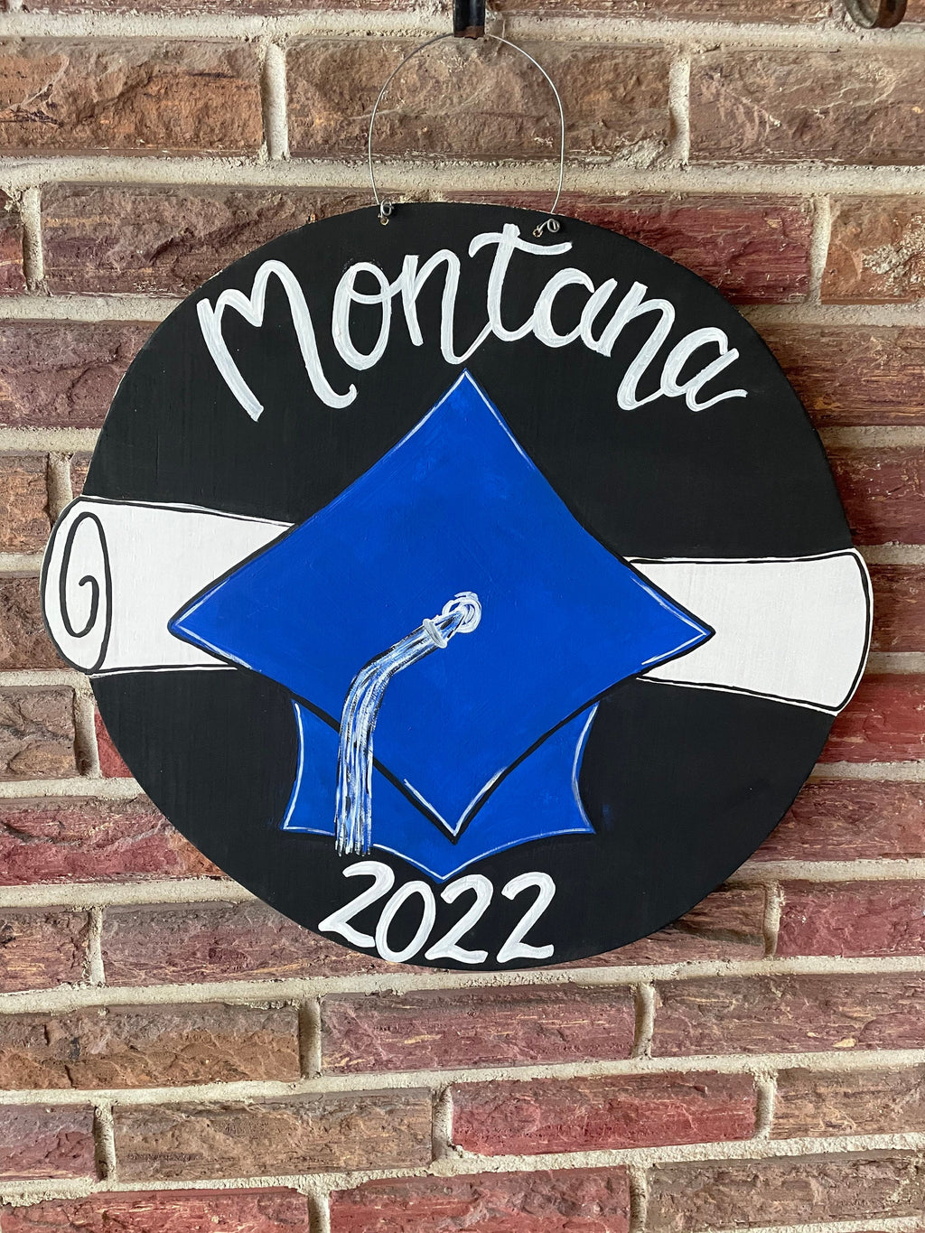 Personalized Graduation Cap Sign, Hand Painted Plywood Door Hanger