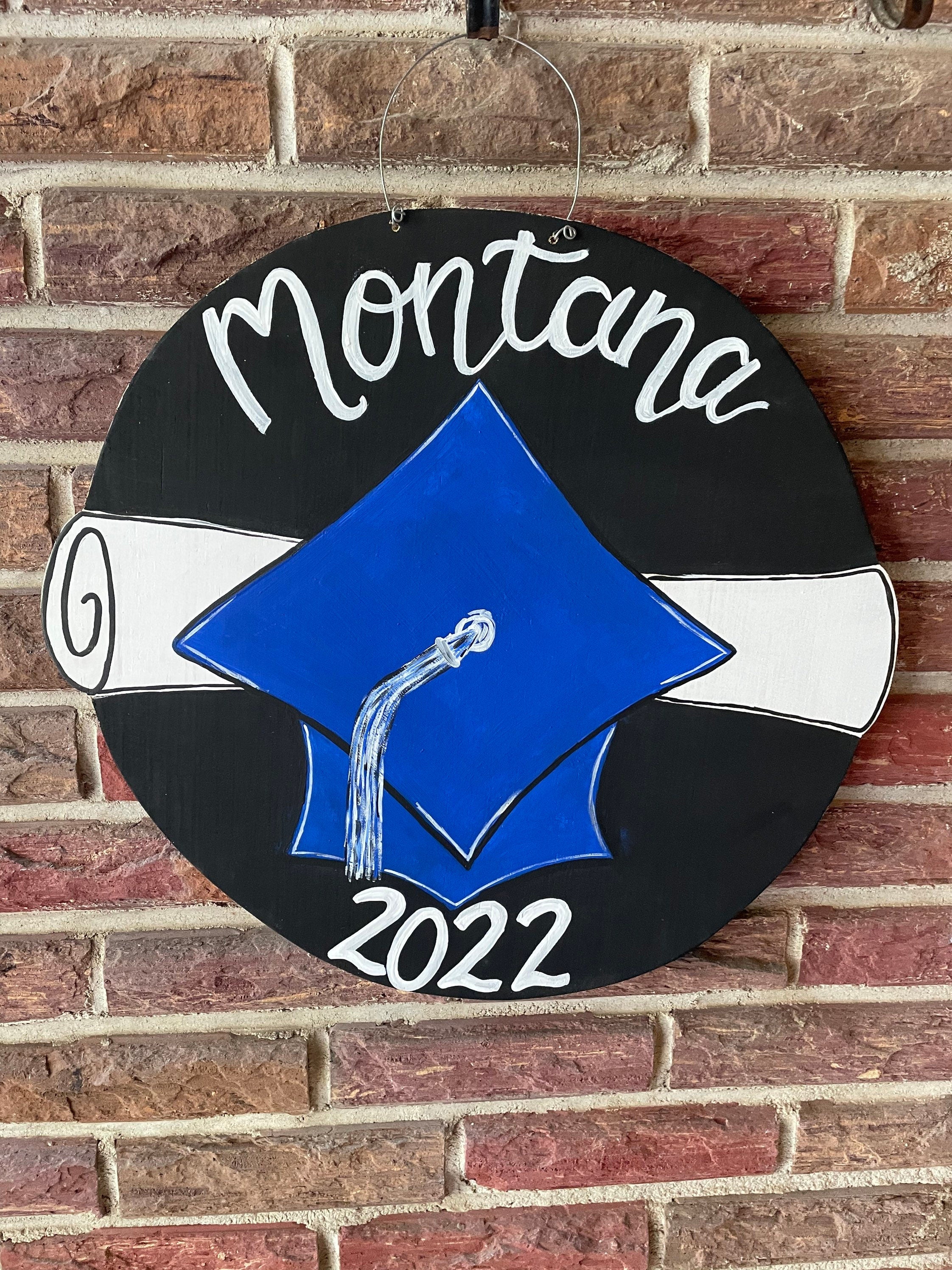 Personalized Graduation Cap Sign, Hand Painted Plywood Door Hanger