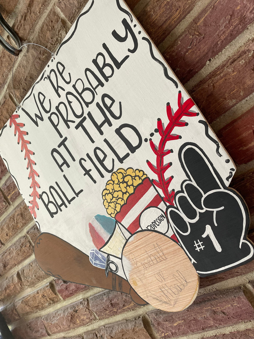 Baseball/Softball Door Hanger, Game Day Home Plate Decor