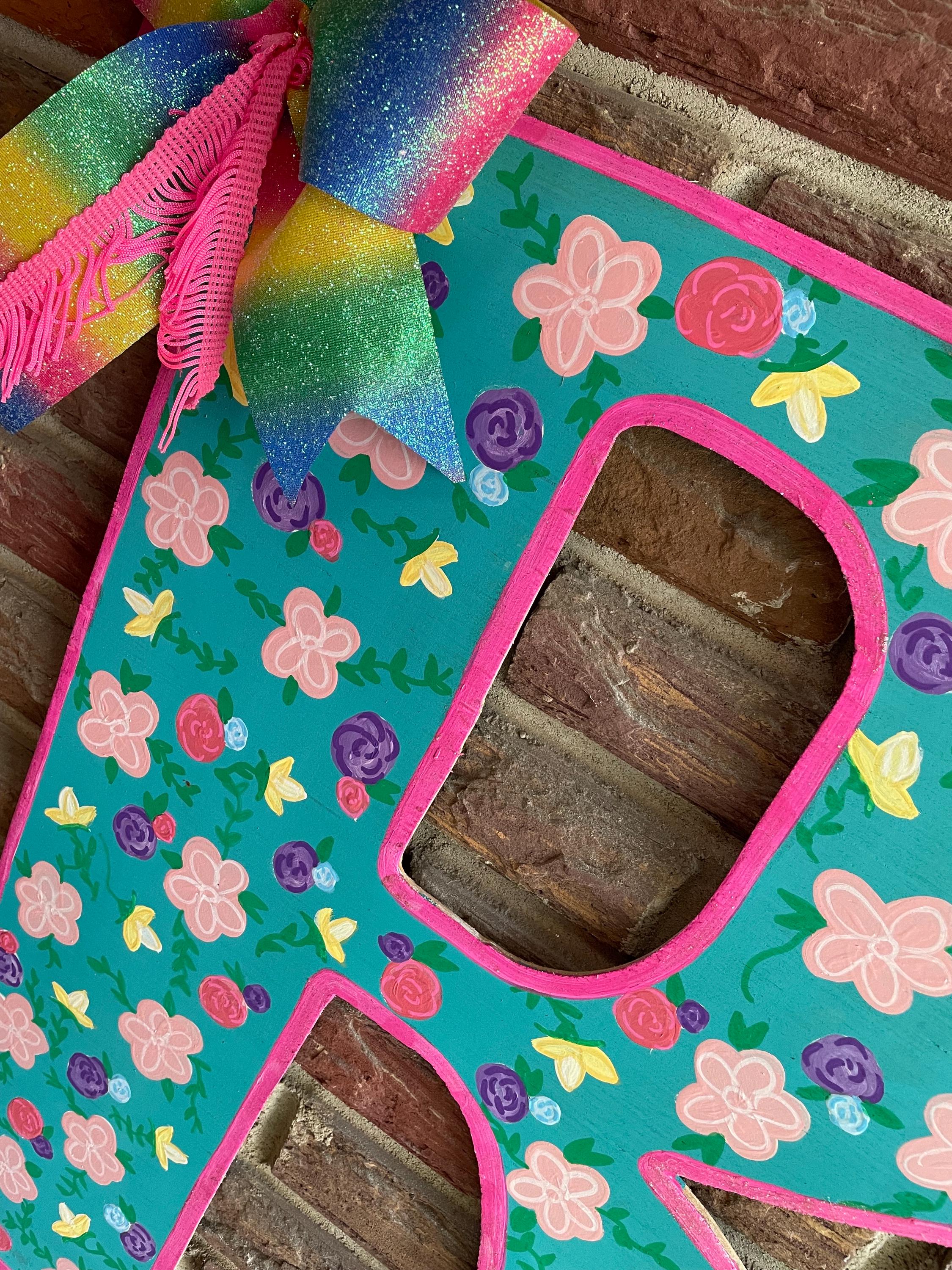 Floral Door Hanger, Letter door hanger, Spring door hanger, summer door hanger, flowers door hanger