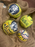 Painted Softball, Customized Softball, Personalized softball, Handpainted softball, custom sports logo softball, team name