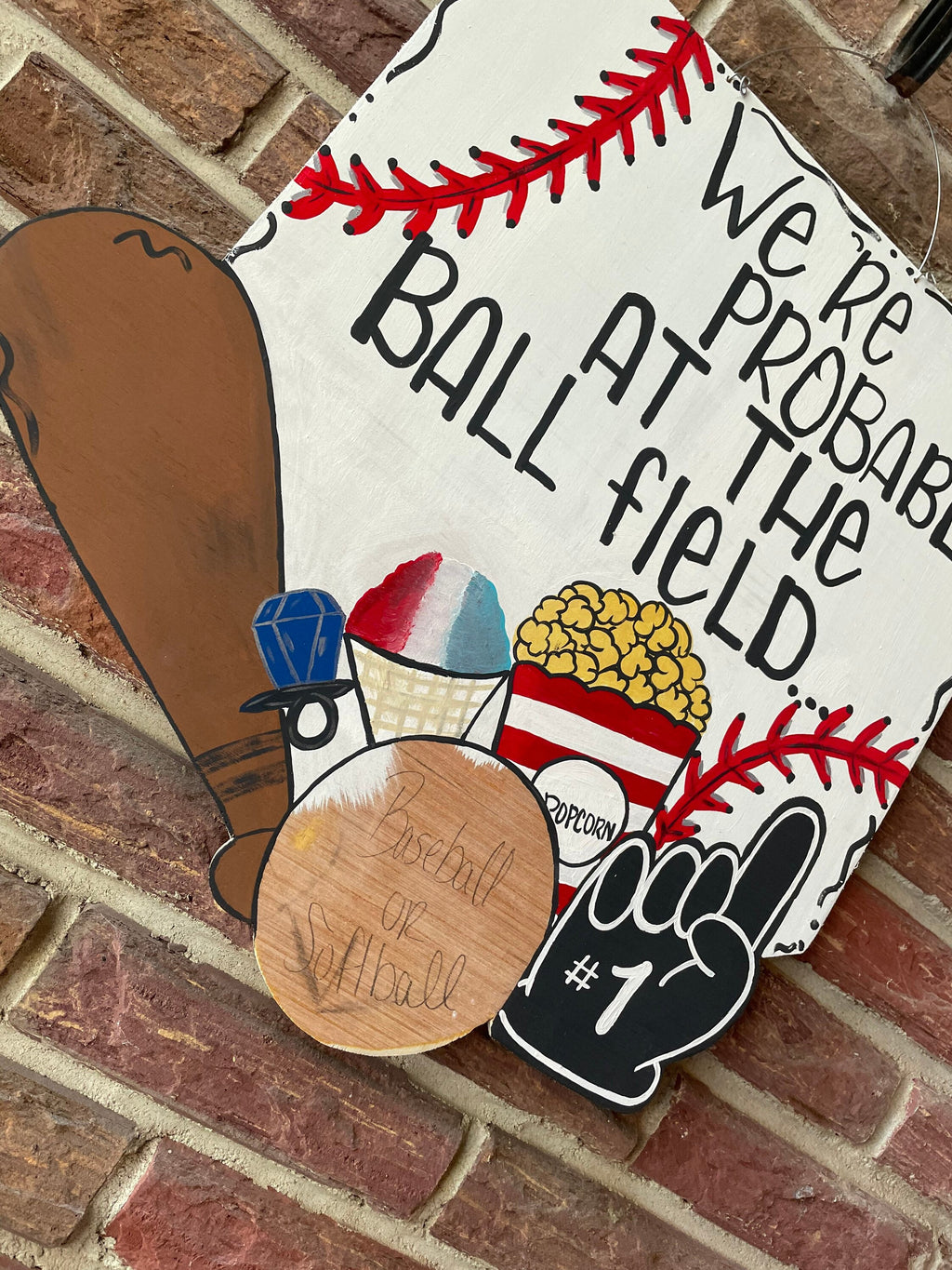 Baseball/Softball Door Hanger, Game Day Home Plate Decor