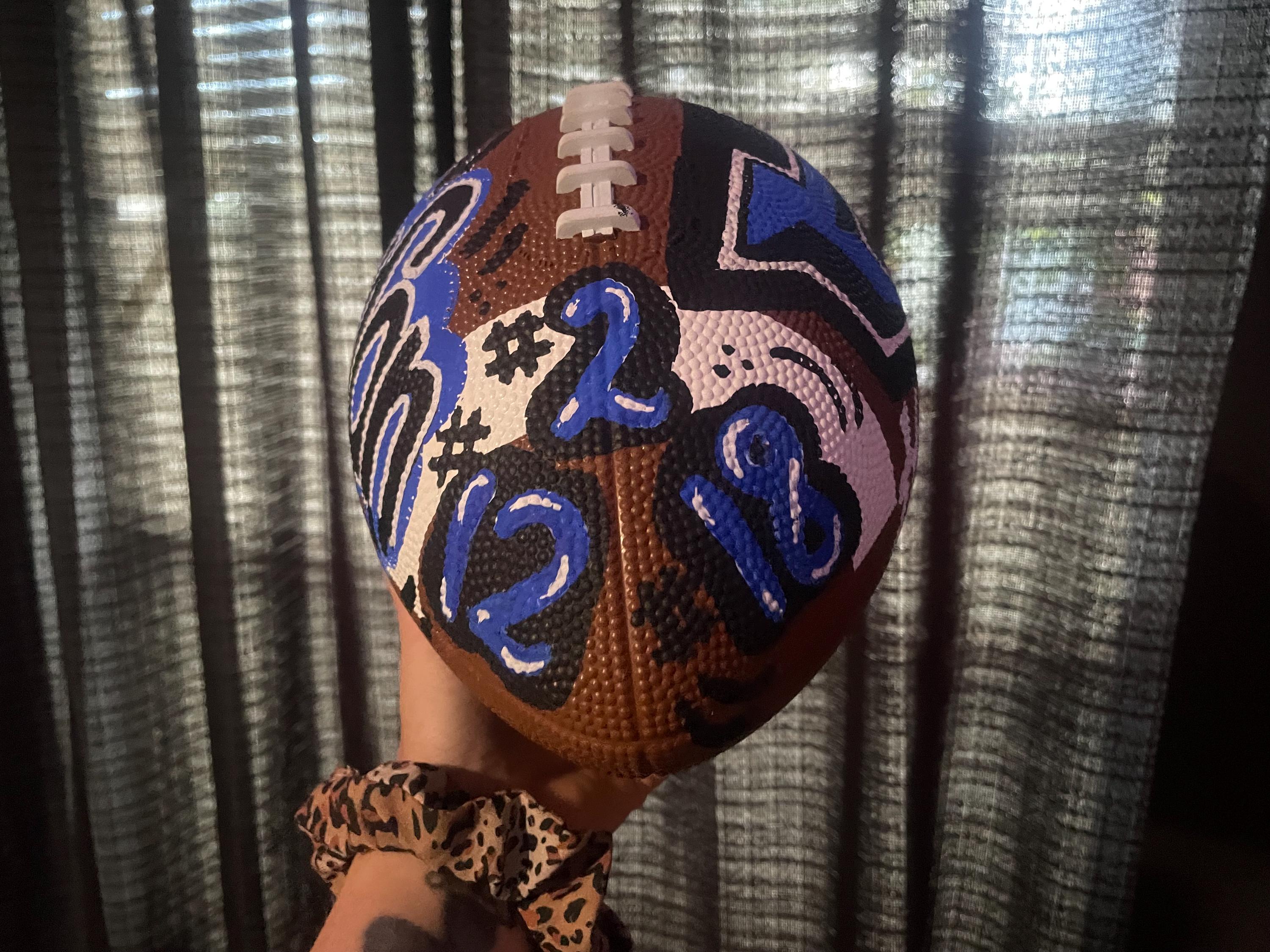Football, Custom painted Football, Personalized football, custom sports logo football, coach gift, senior gift