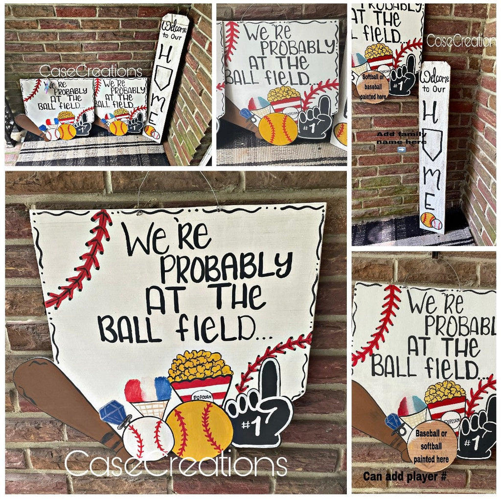 Baseball/Softball Door Hanger, Game Day Home Plate Decor