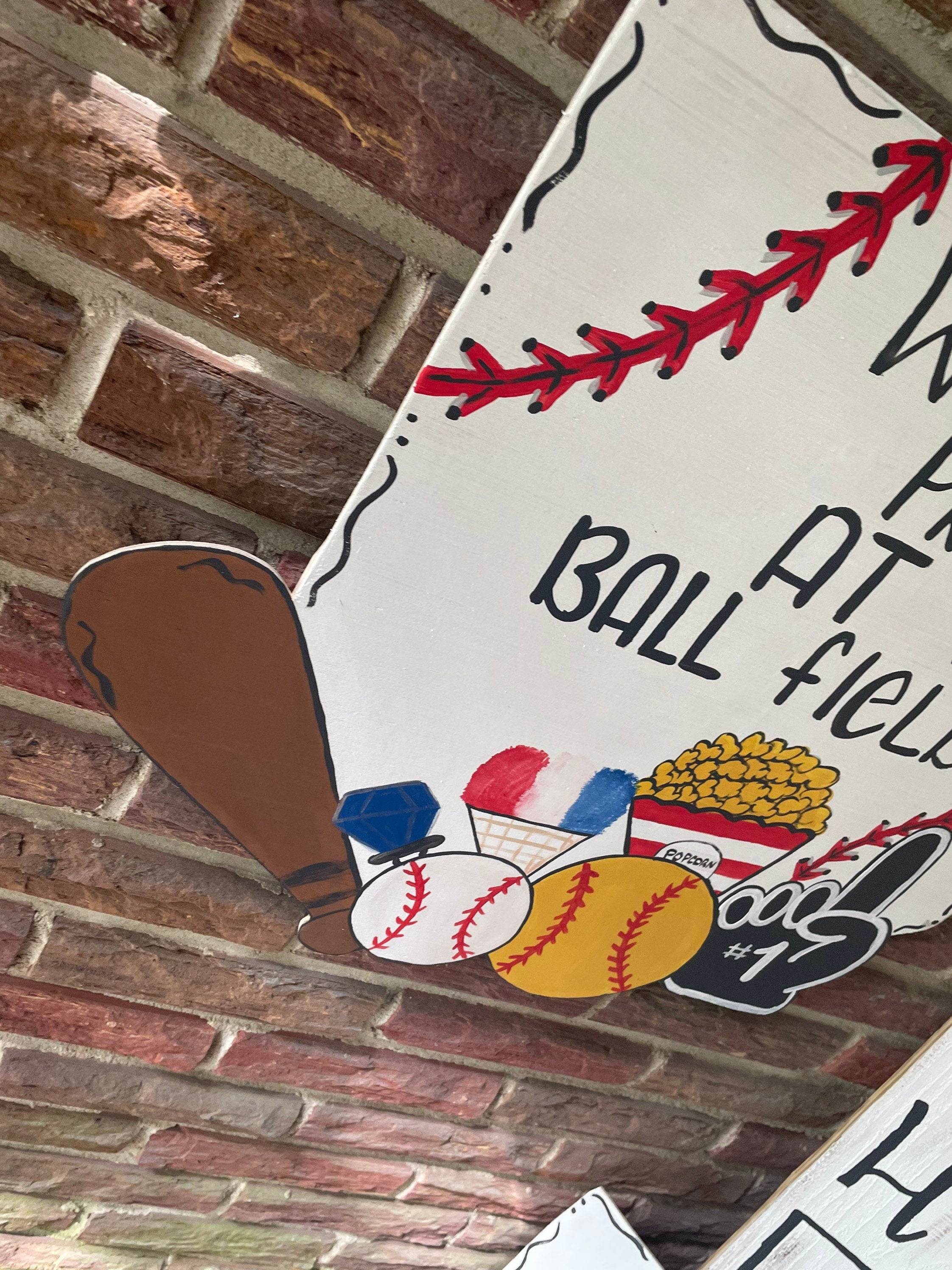 Baseball/Softball Door Hanger, Game Day Home Plate Decor