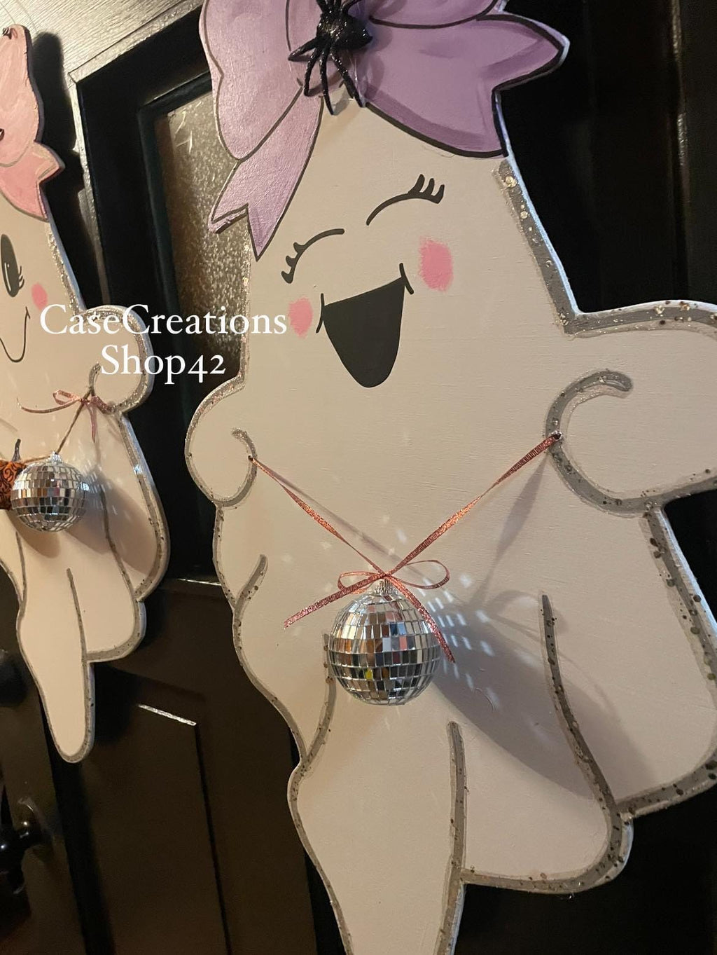 Ghost door hanger, Halloween door hanger, ghost disco door hanger, door sign, pink door hanger, door hanger,
