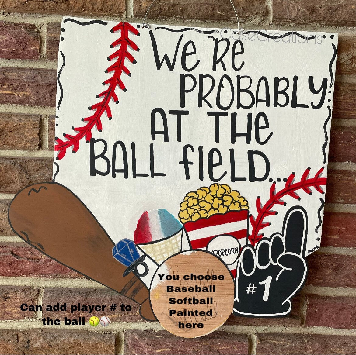 Baseball/Softball Door Hanger, Game Day Home Plate Decor