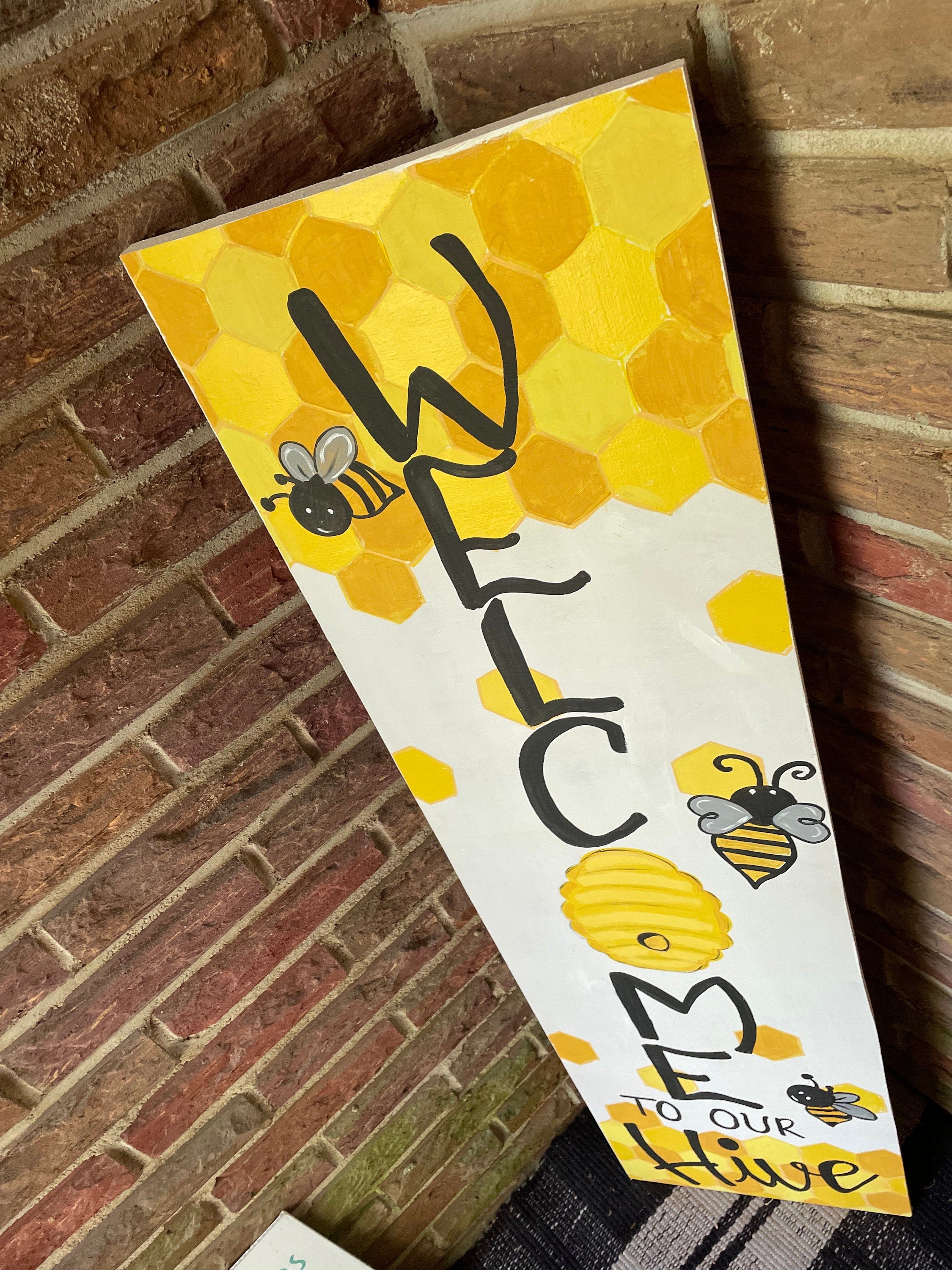 Hand Painted Bee Welcome Porch Sign