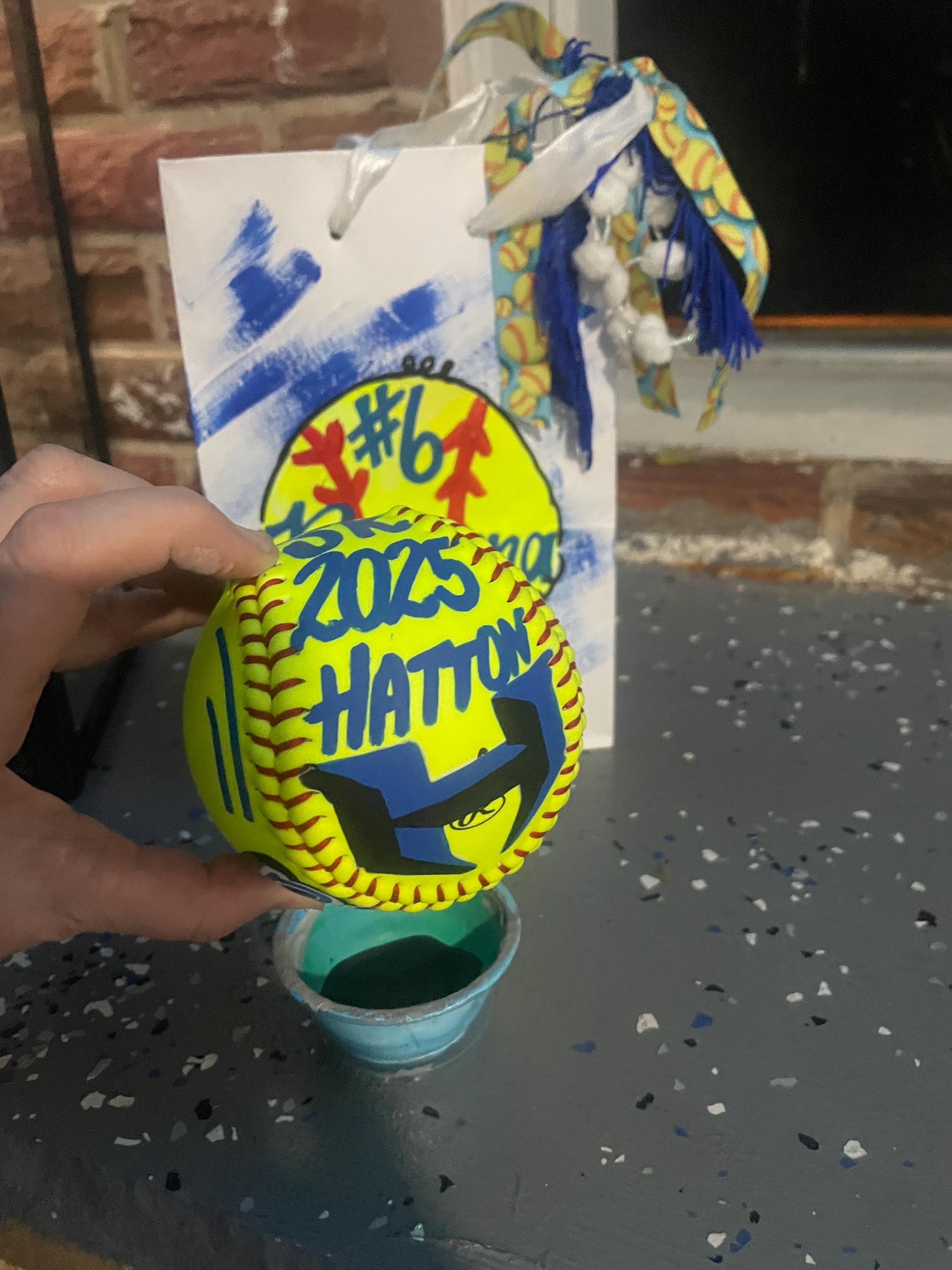 Hand-Painted Custom Softball, Personalized Team Logo, Senior Gift