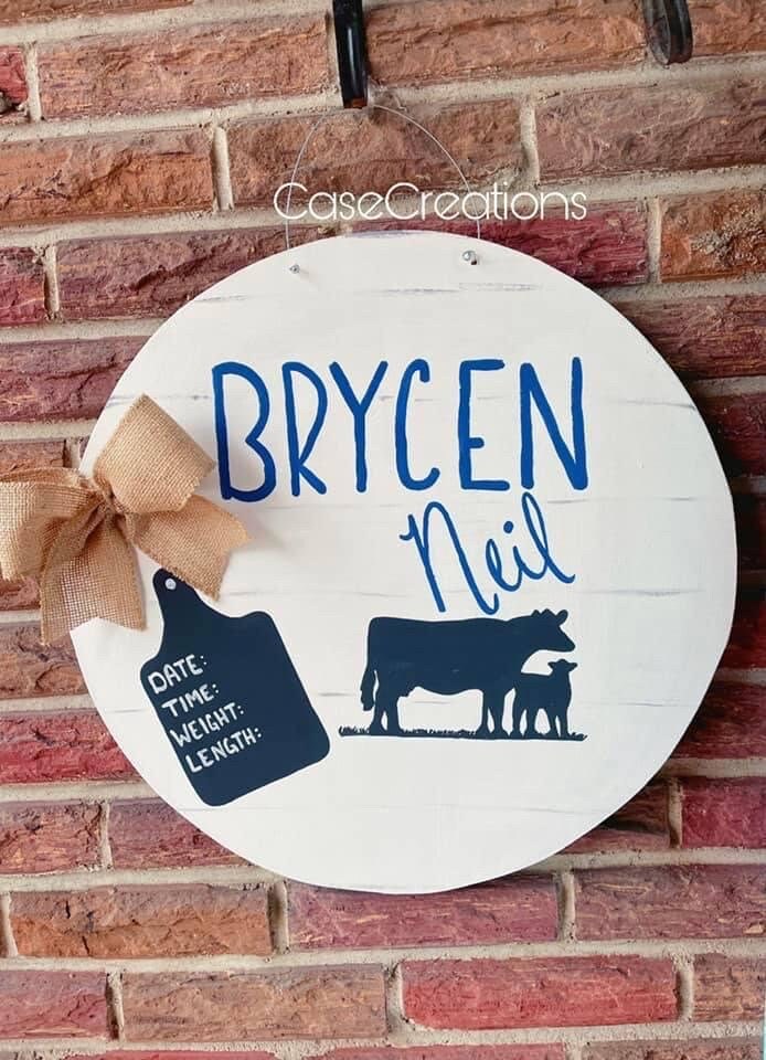Baby boy hospital sign, blue Baby Door Hanger, cow skull baby door,Baby boy Announcement Sign, Baby boy door hanger, Hospital Baby Hanger