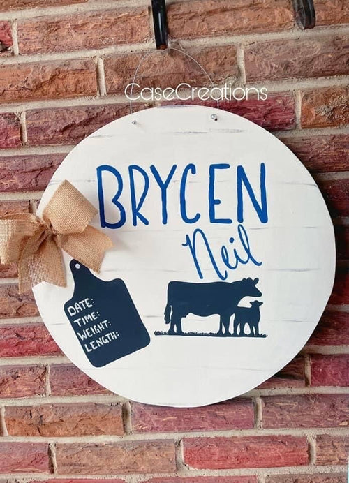 Baby boy hospital sign, blue Baby Door Hanger, cow skull baby door,Baby boy Announcement Sign, Baby boy door hanger, Hospital Baby Hanger