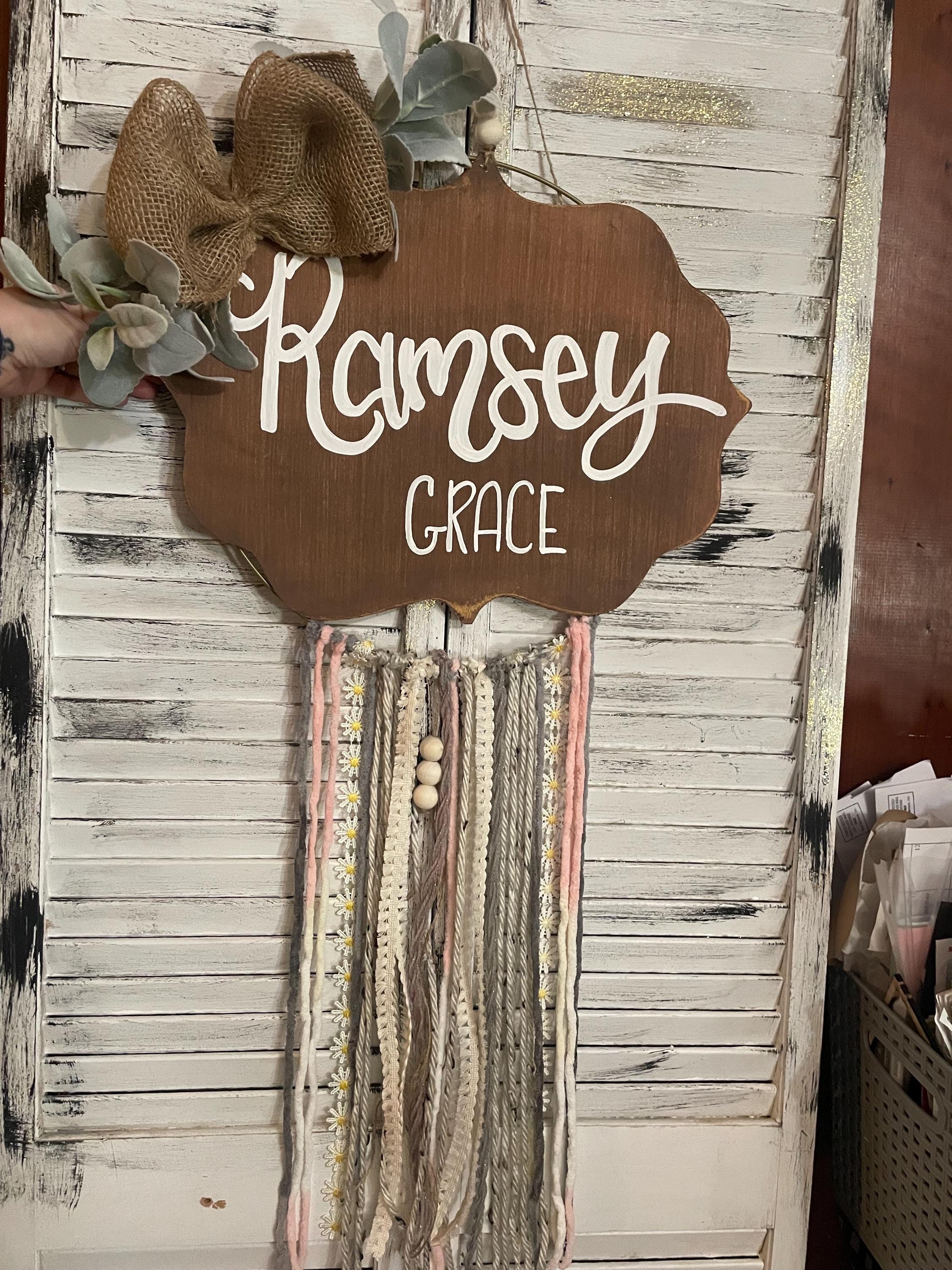 Personalized Baby Girl Hospital Door Hanger, Floral Nursery Decor