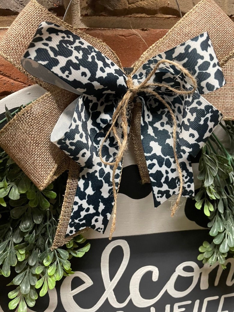 Cow print door hanger, welcome door hanger, cow door hanger, farmhouse door hanger