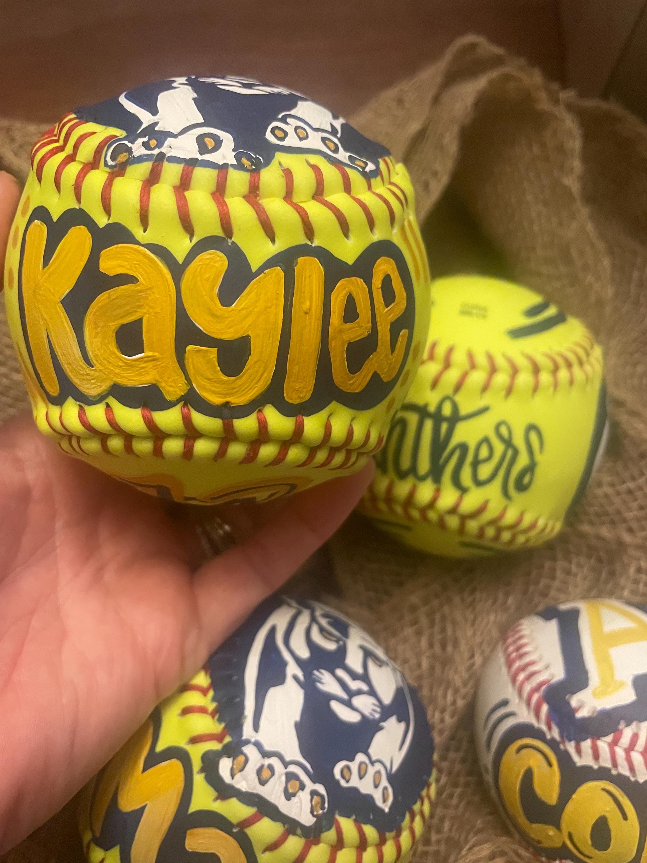 Hand-Painted Custom Softball, Personalized Team Logo, Senior Gift