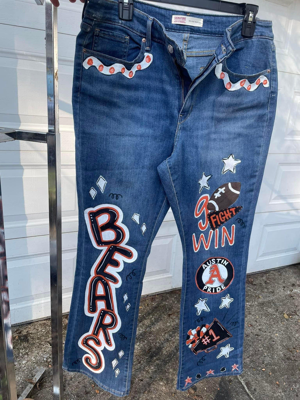 concert painted jeans, custom jeans, hand painted jeans, senior jeans, spirit jeans, u ship me the jeans- I paint and ship back