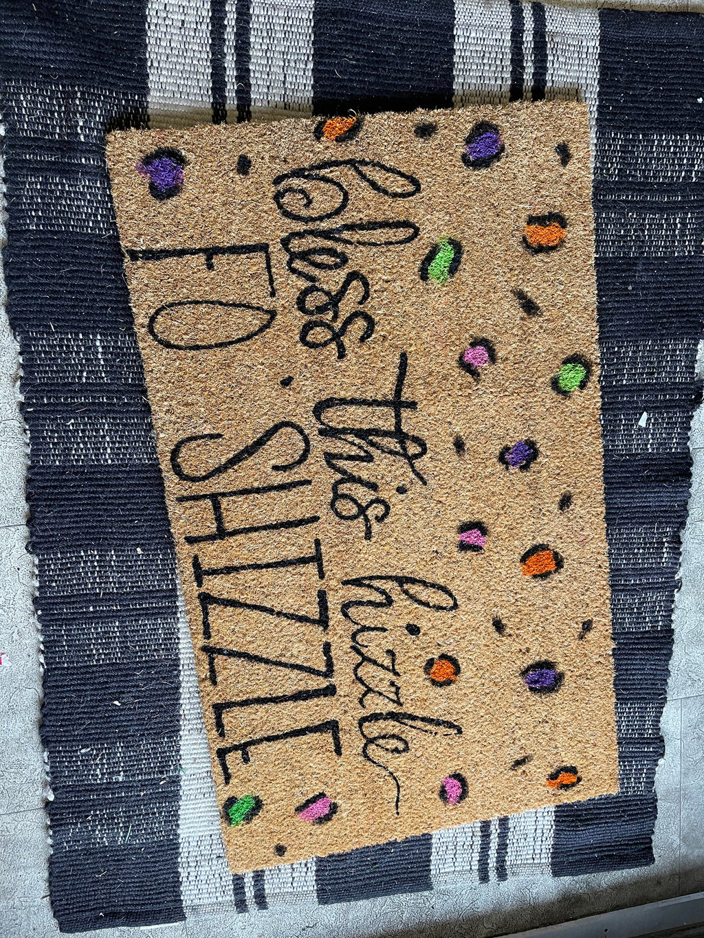 Custom Family Name Coir Doormat, Painted Porch Mat (30x18)