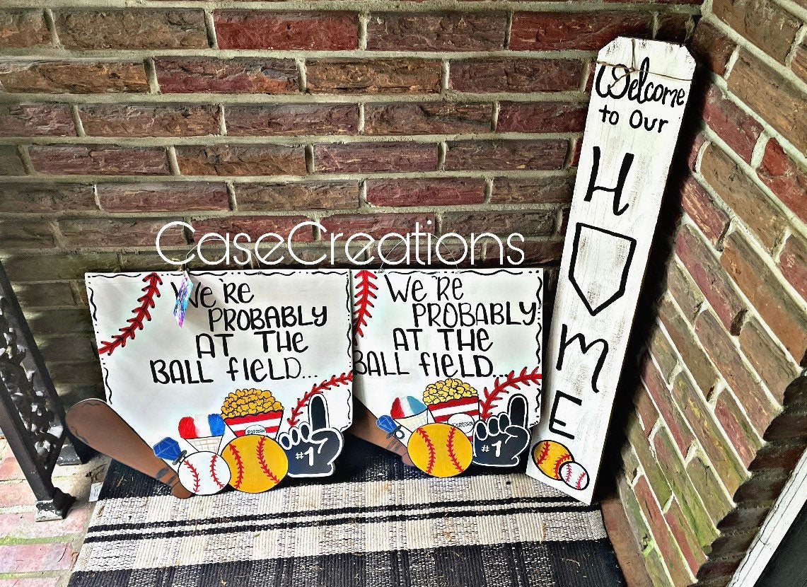 Baseball/Softball Door Hanger, Game Day Home Plate Decor