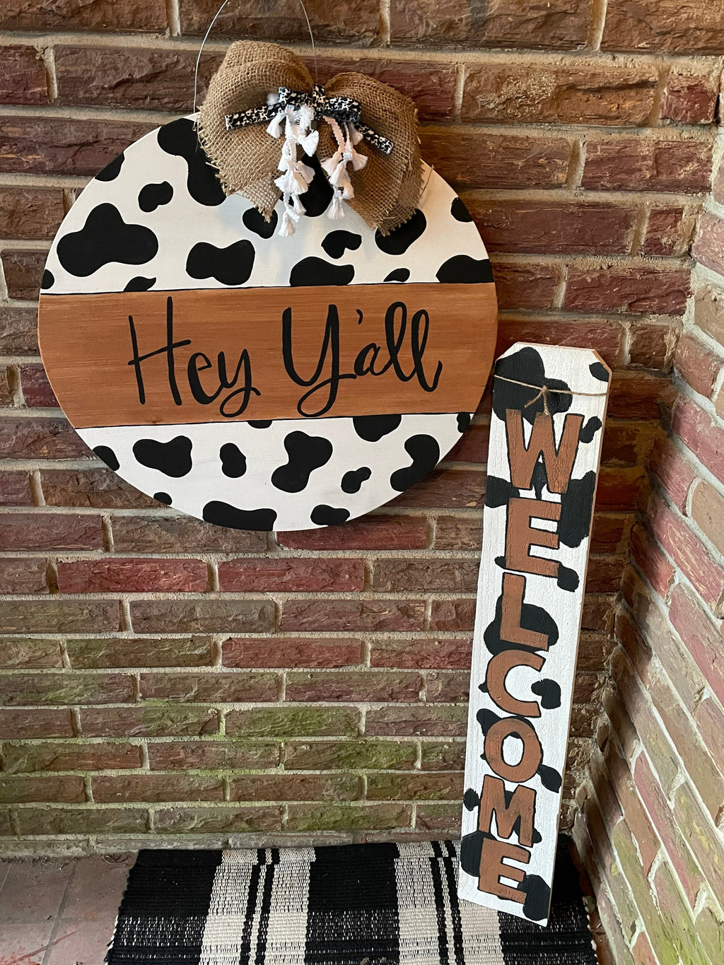 Cow print Door Hanger and porch leaner