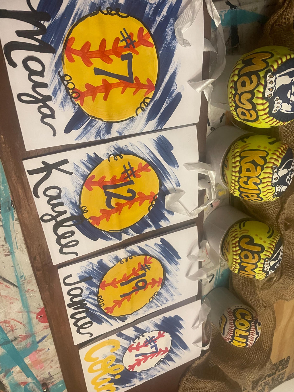 Softball team gift, senior gift, Customized Softball, Personalized softball, Handpainted softball, custom logo softball, team name